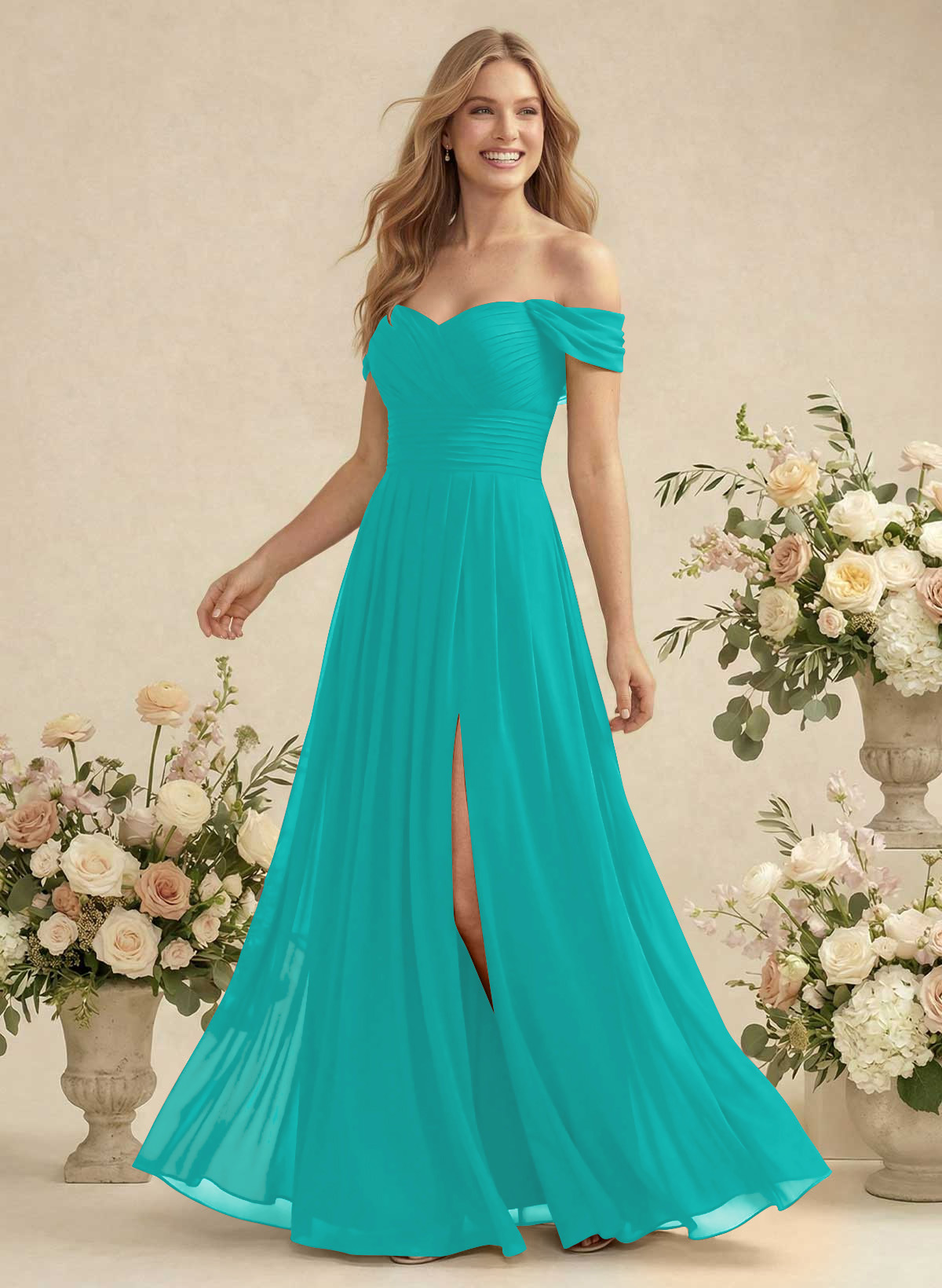 Off-The-Shoulder A-Line Chiffon Bridesmaid Dresses, product image 202