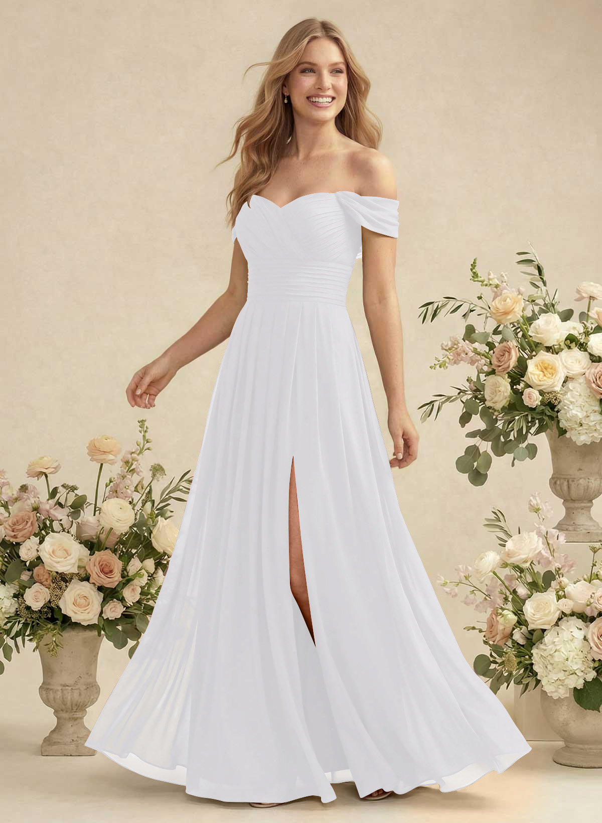 Off-The-Shoulder A-Line Chiffon Bridesmaid Dresses, product image 166