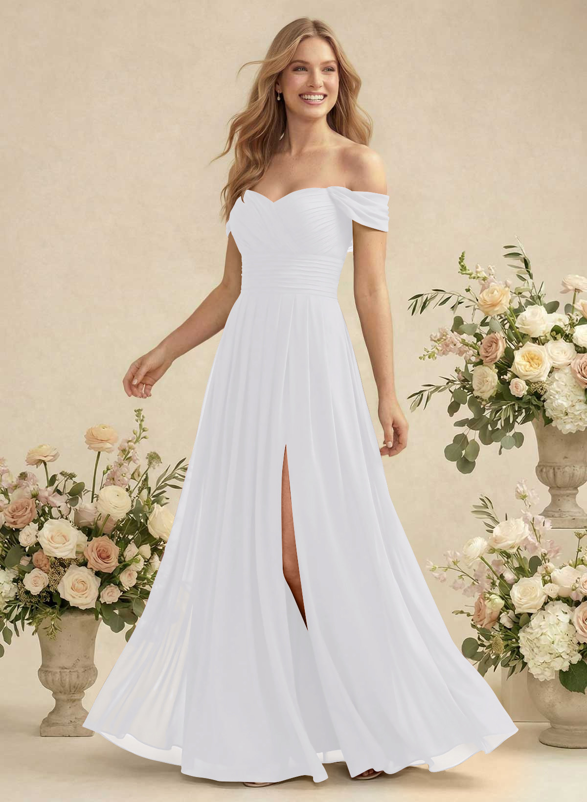 Off-The-Shoulder A-Line Chiffon Bridesmaid Dresses, product image 166