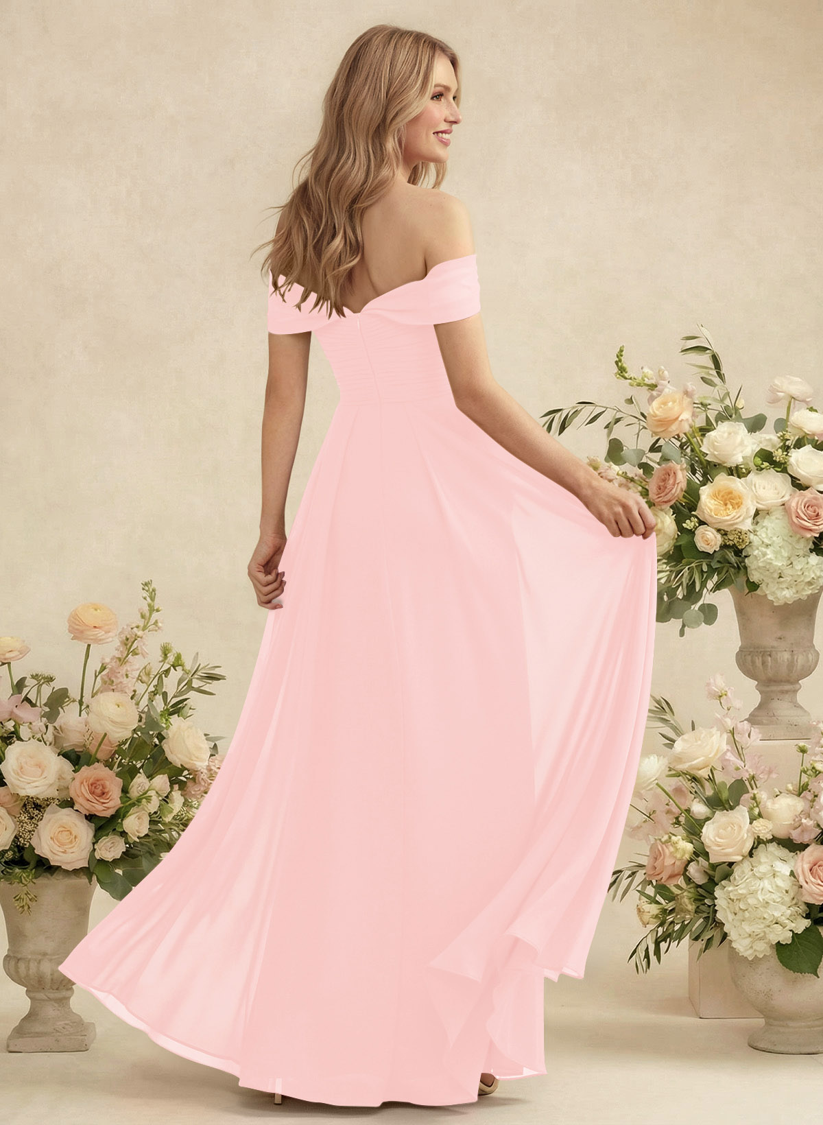 Off-The-Shoulder A-Line Chiffon Bridesmaid Dresses, product image 74
