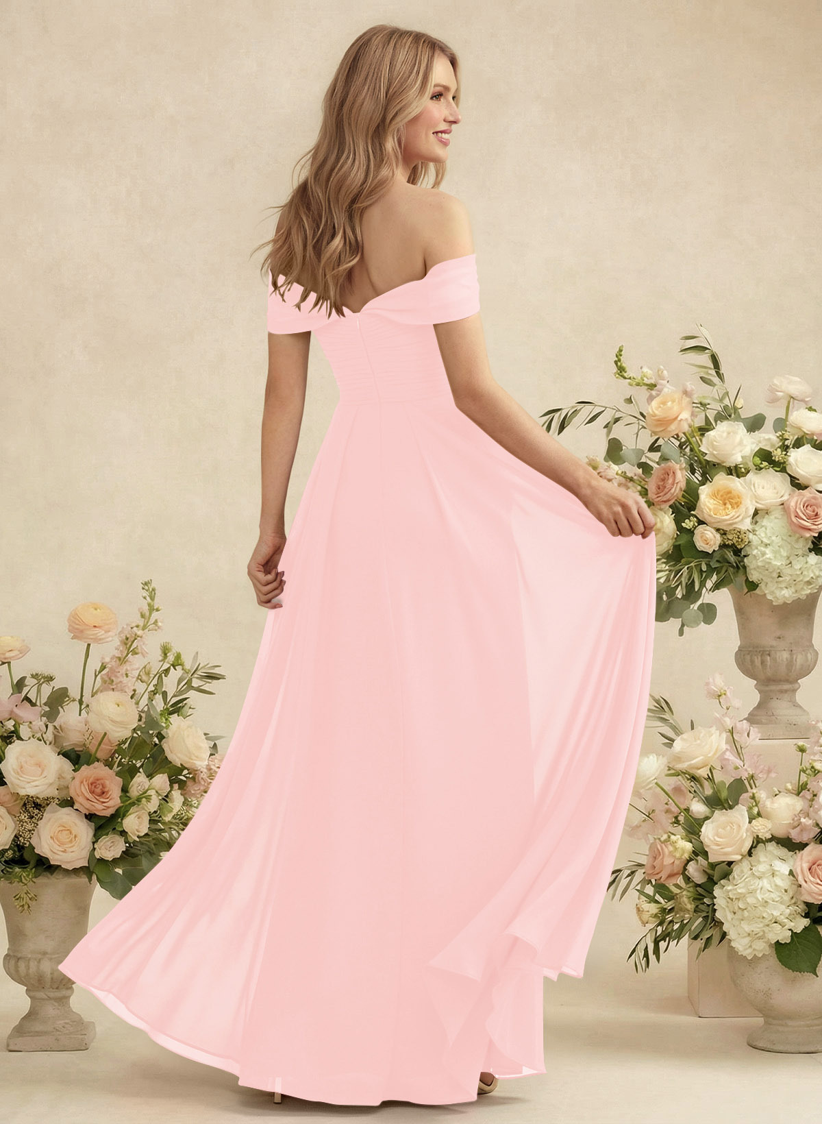 Off-The-Shoulder A-Line Chiffon Bridesmaid Dresses, product image 74