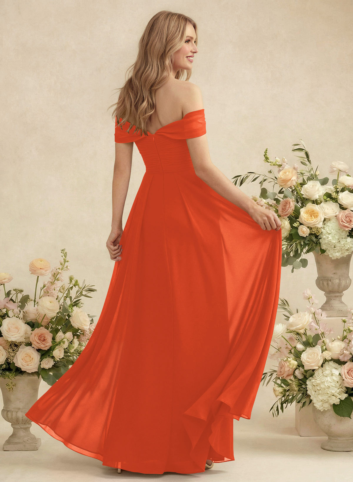 Off-The-Shoulder A-Line Chiffon Bridesmaid Dresses, product image 185