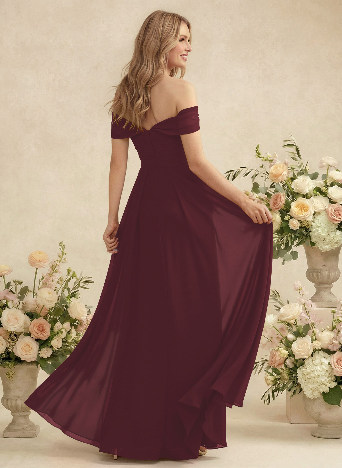 Off-The-Shoulder A-Line Chiffon Bridesmaid Dresses, product image 41
