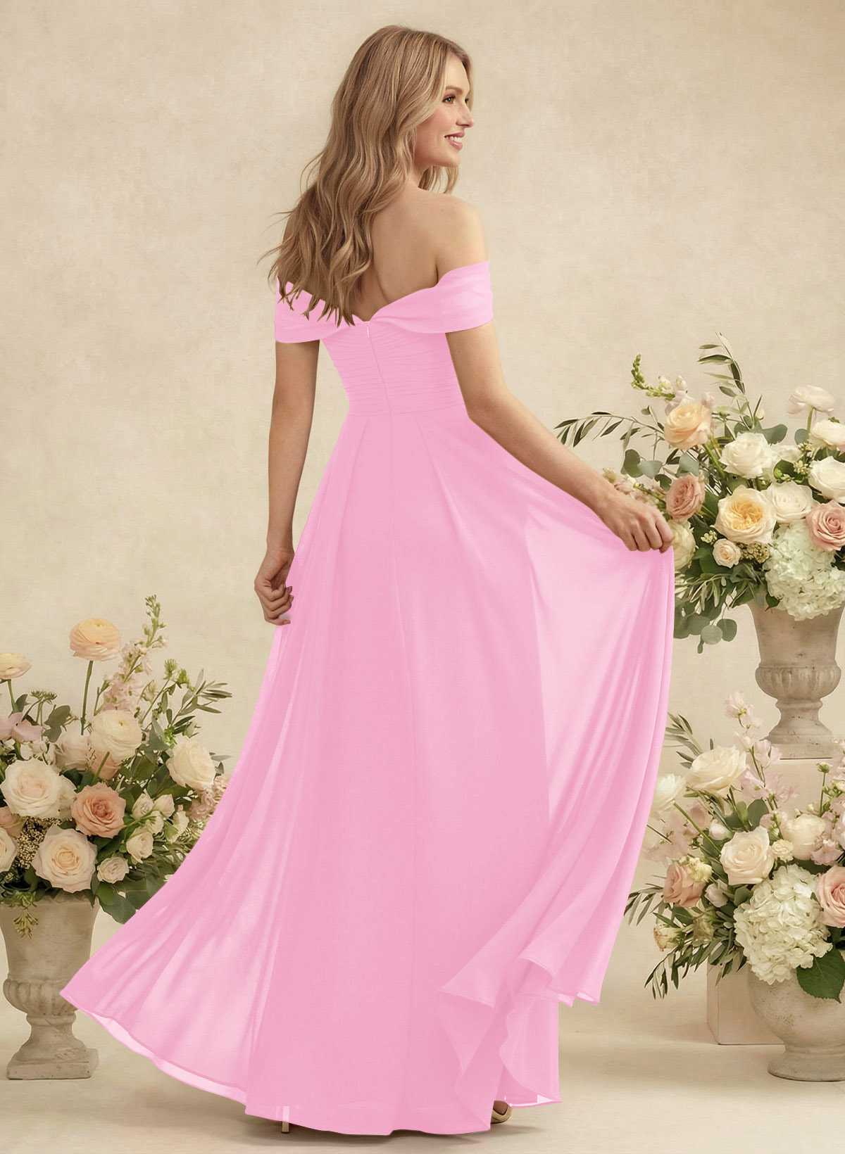 Off-The-Shoulder A-Line Chiffon Bridesmaid Dresses, product image 77