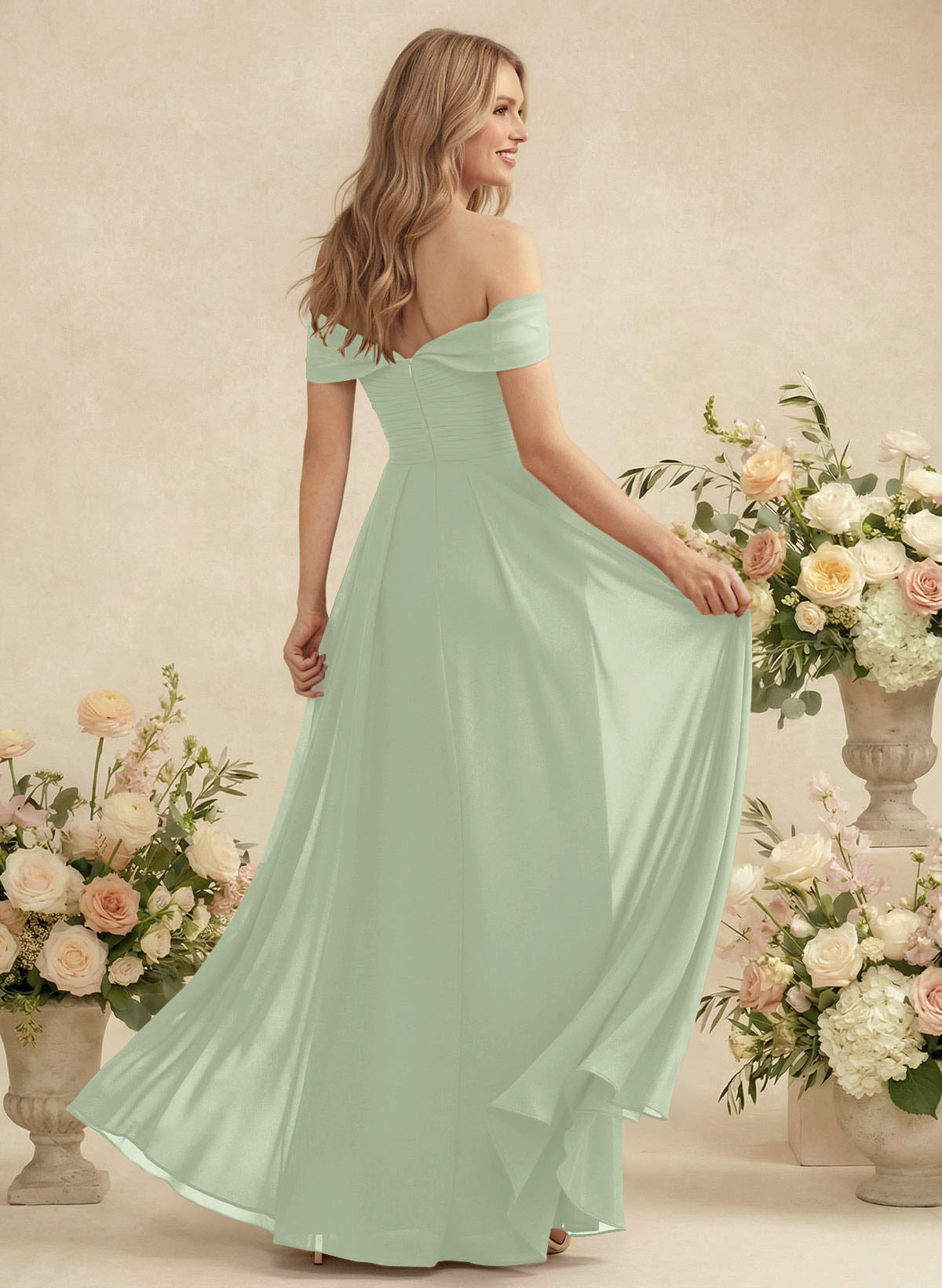 Off-The-Shoulder A-Line Chiffon Bridesmaid Dresses, product image 131