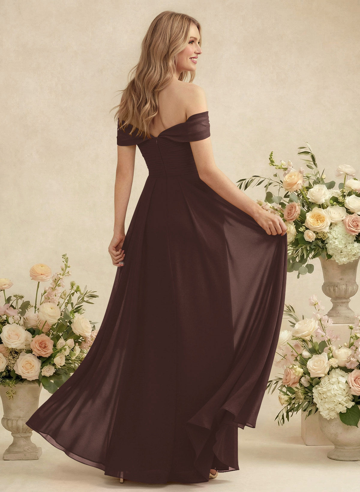 Off-The-Shoulder A-Line Chiffon Bridesmaid Dresses, product image 161