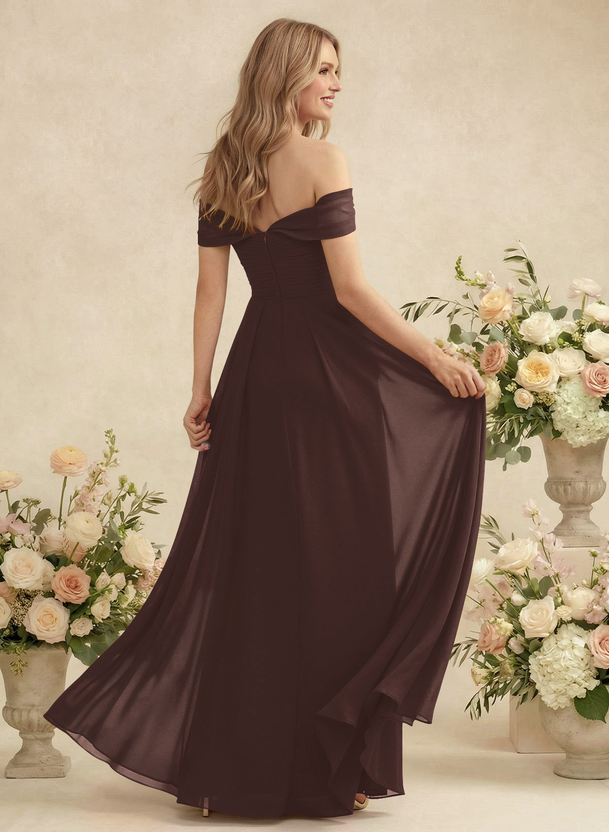 Off-The-Shoulder A-Line Chiffon Bridesmaid Dresses, product image 161