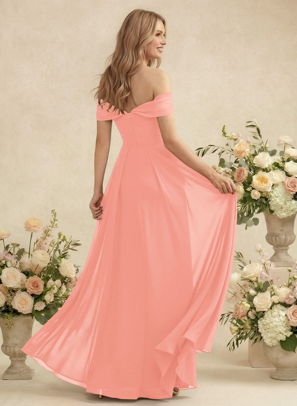 Off-The-Shoulder A-Line Chiffon Bridesmaid Dresses, product image 71