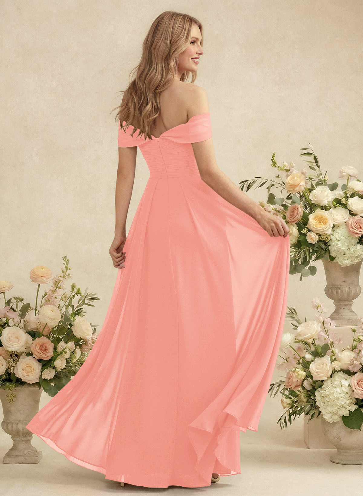 Off-The-Shoulder A-Line Chiffon Bridesmaid Dresses, product image 71