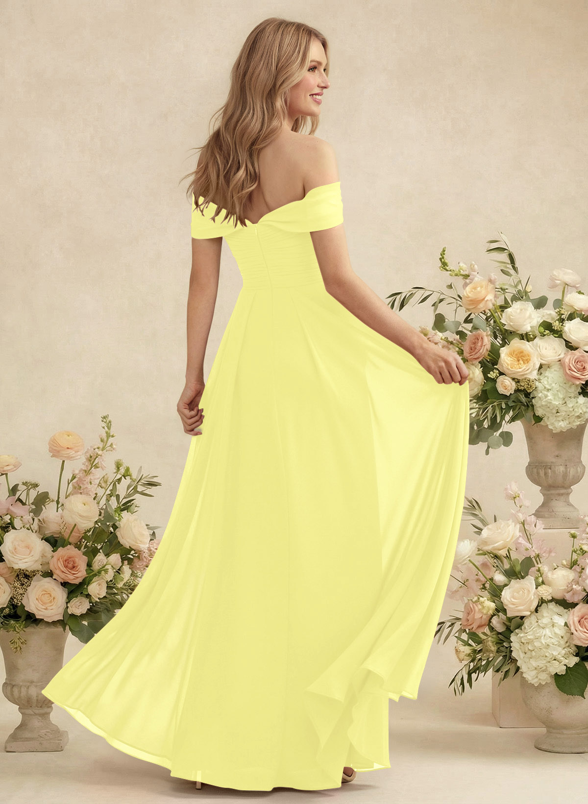 Off-The-Shoulder A-Line Chiffon Bridesmaid Dresses, product image 149