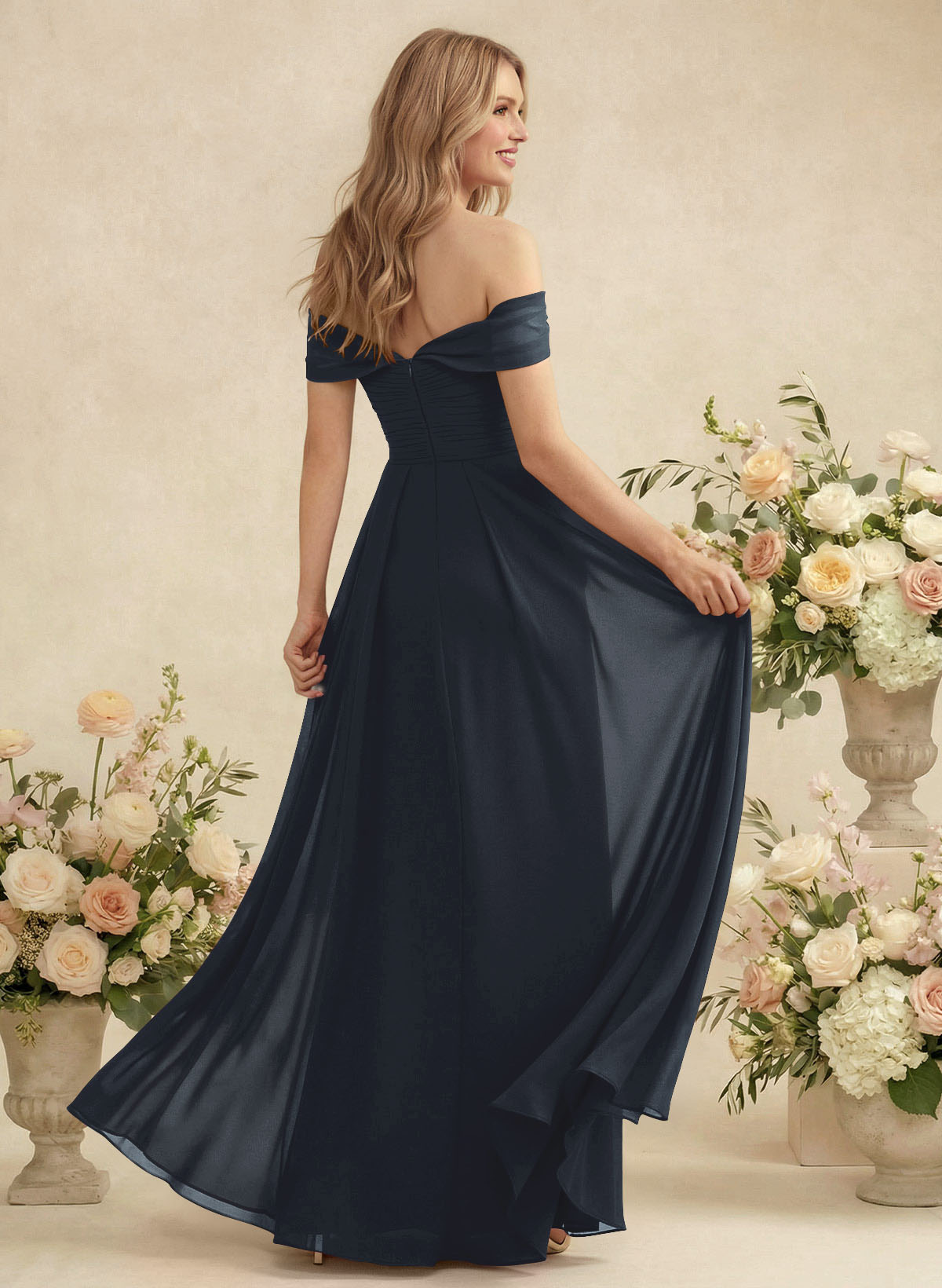 Off-The-Shoulder A-Line Chiffon Bridesmaid Dresses, product image 5