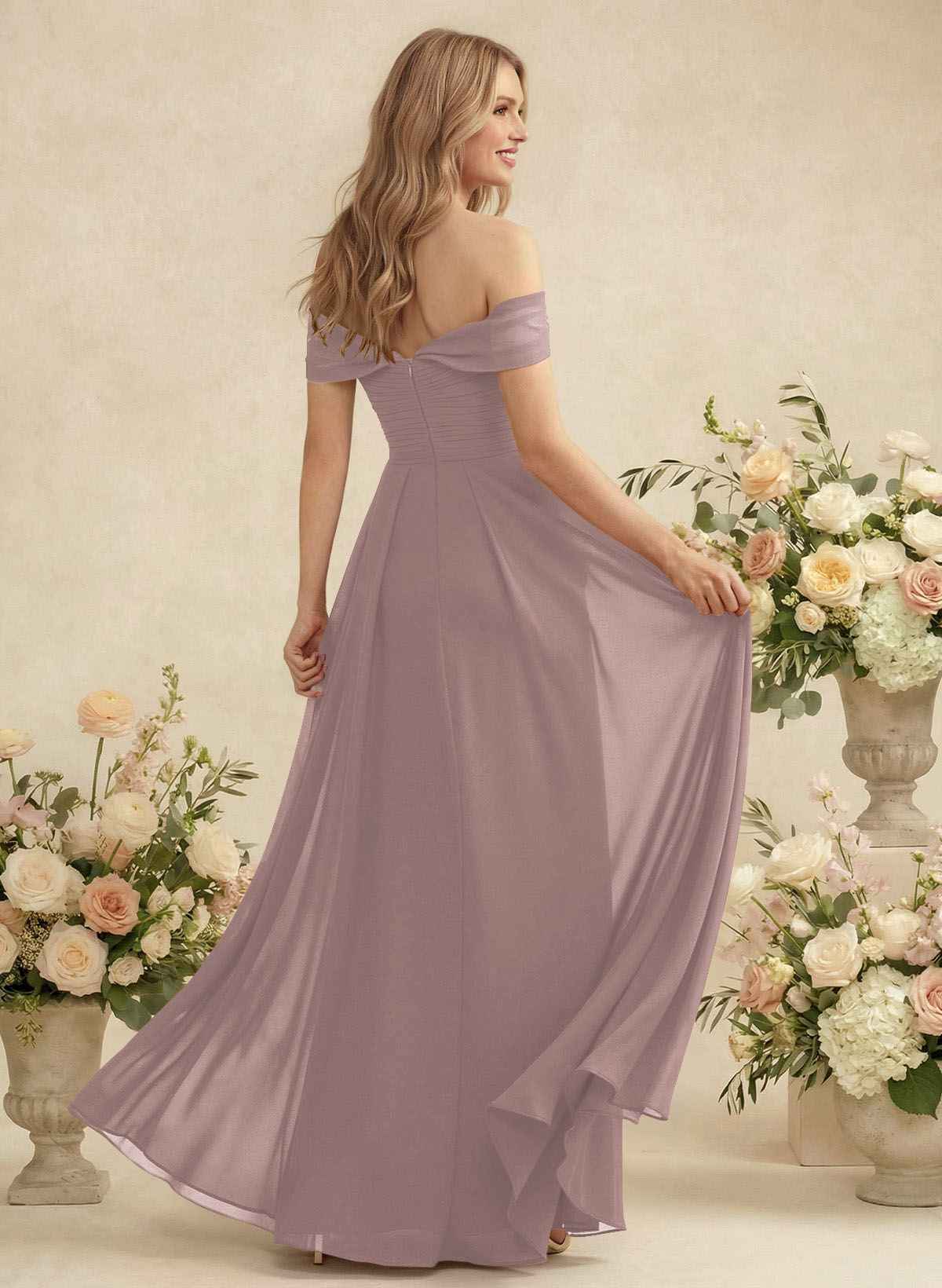 Off-The-Shoulder A-Line Chiffon Bridesmaid Dresses, product image 80