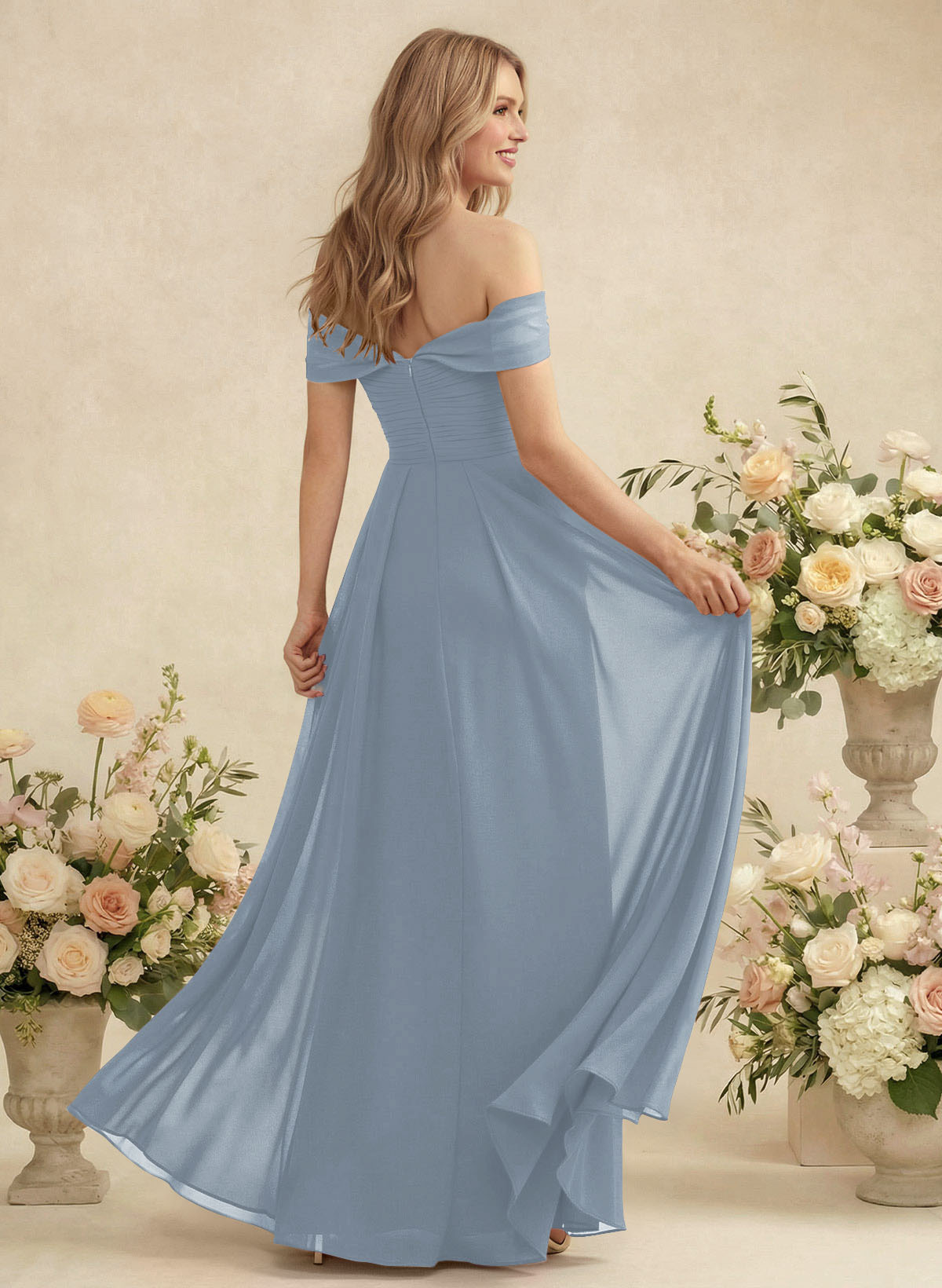 Off-The-Shoulder A-Line Chiffon Bridesmaid Dresses, product image 11