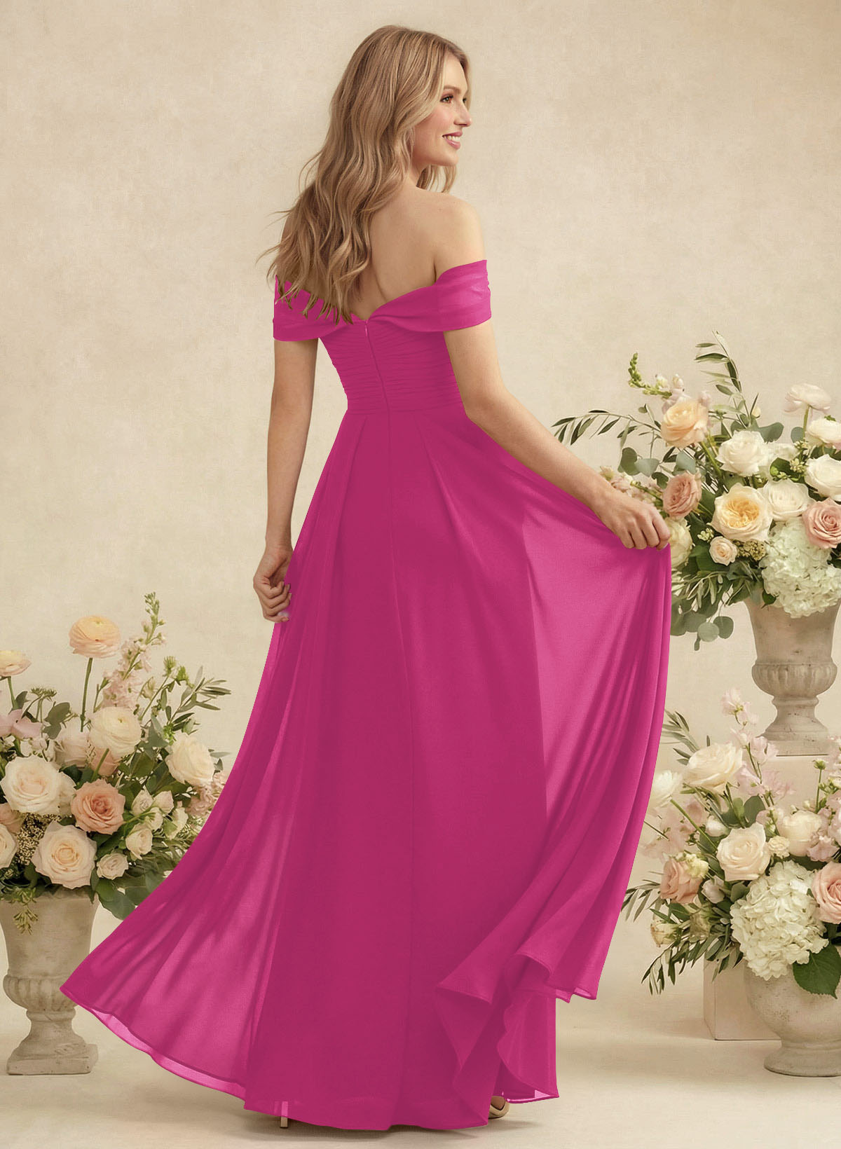 Off-The-Shoulder A-Line Chiffon Bridesmaid Dresses, product image 113