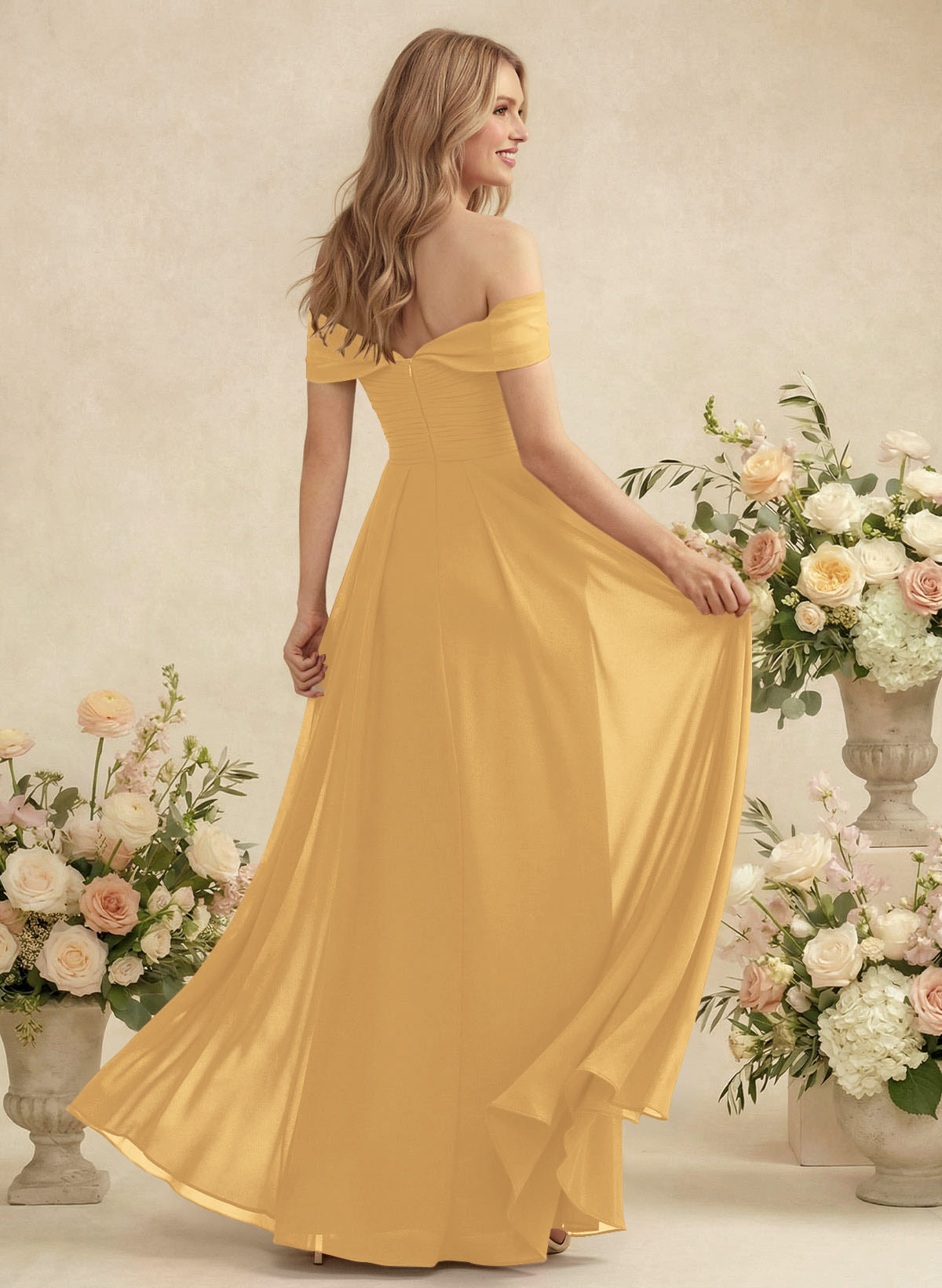 Off-The-Shoulder A-Line Chiffon Bridesmaid Dresses, product image 152