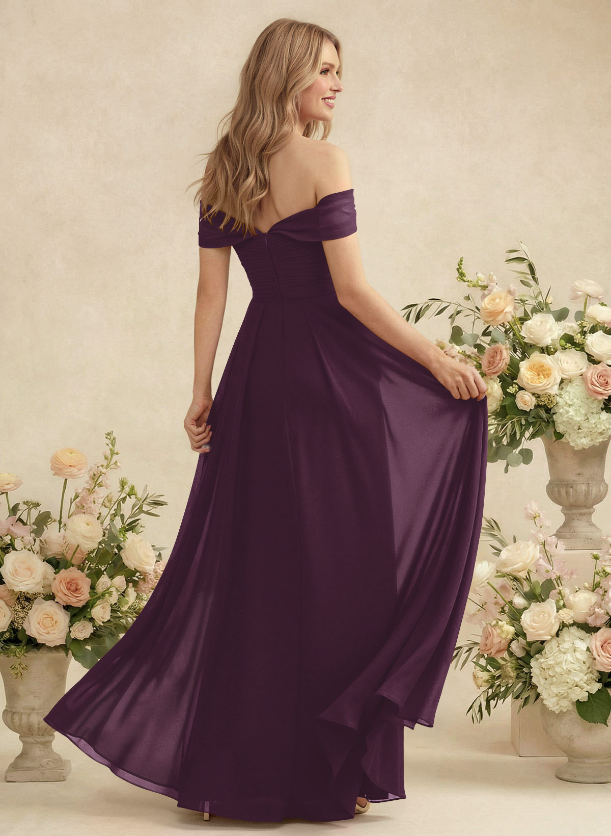 Off-The-Shoulder A-Line Chiffon Bridesmaid Dresses, product image 104