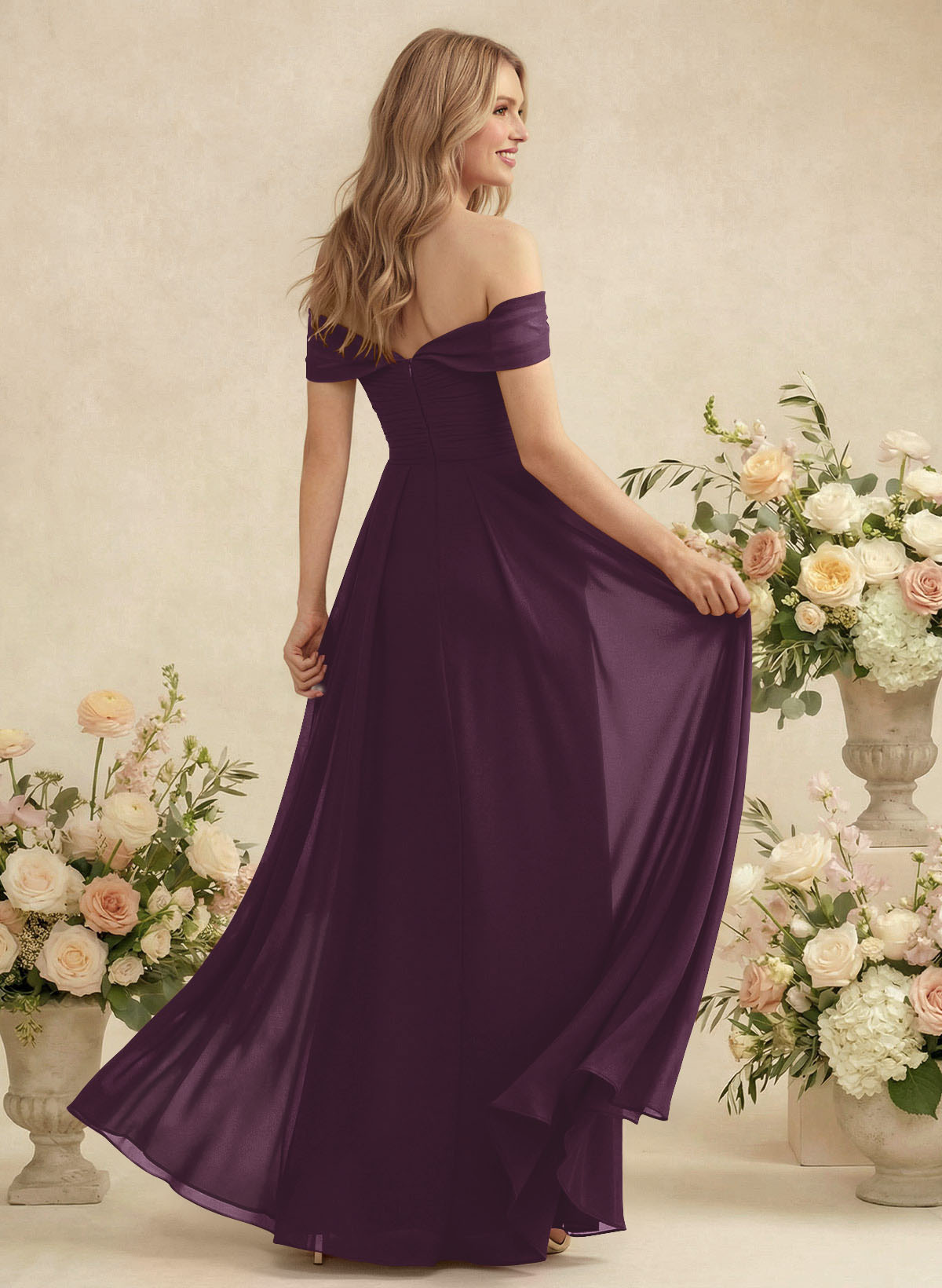 Off-The-Shoulder A-Line Chiffon Bridesmaid Dresses, product image 104