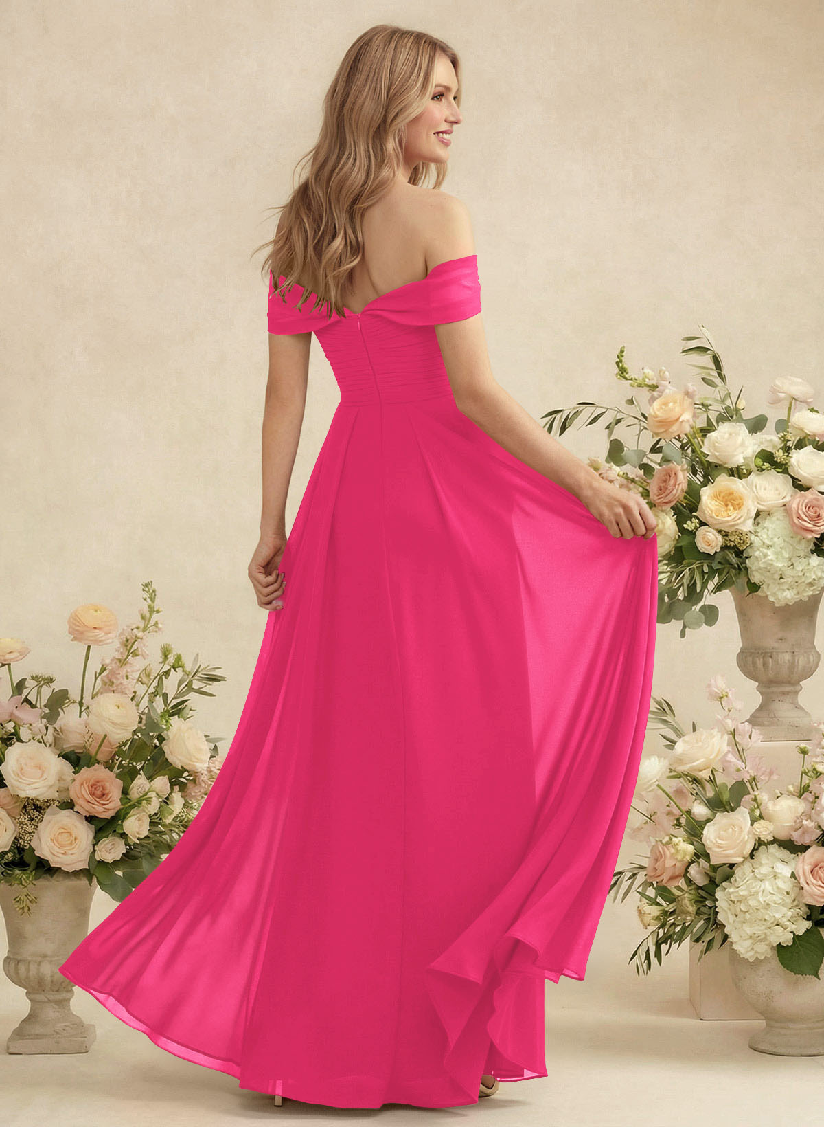 Off-The-Shoulder A-Line Chiffon Bridesmaid Dresses, product image 110