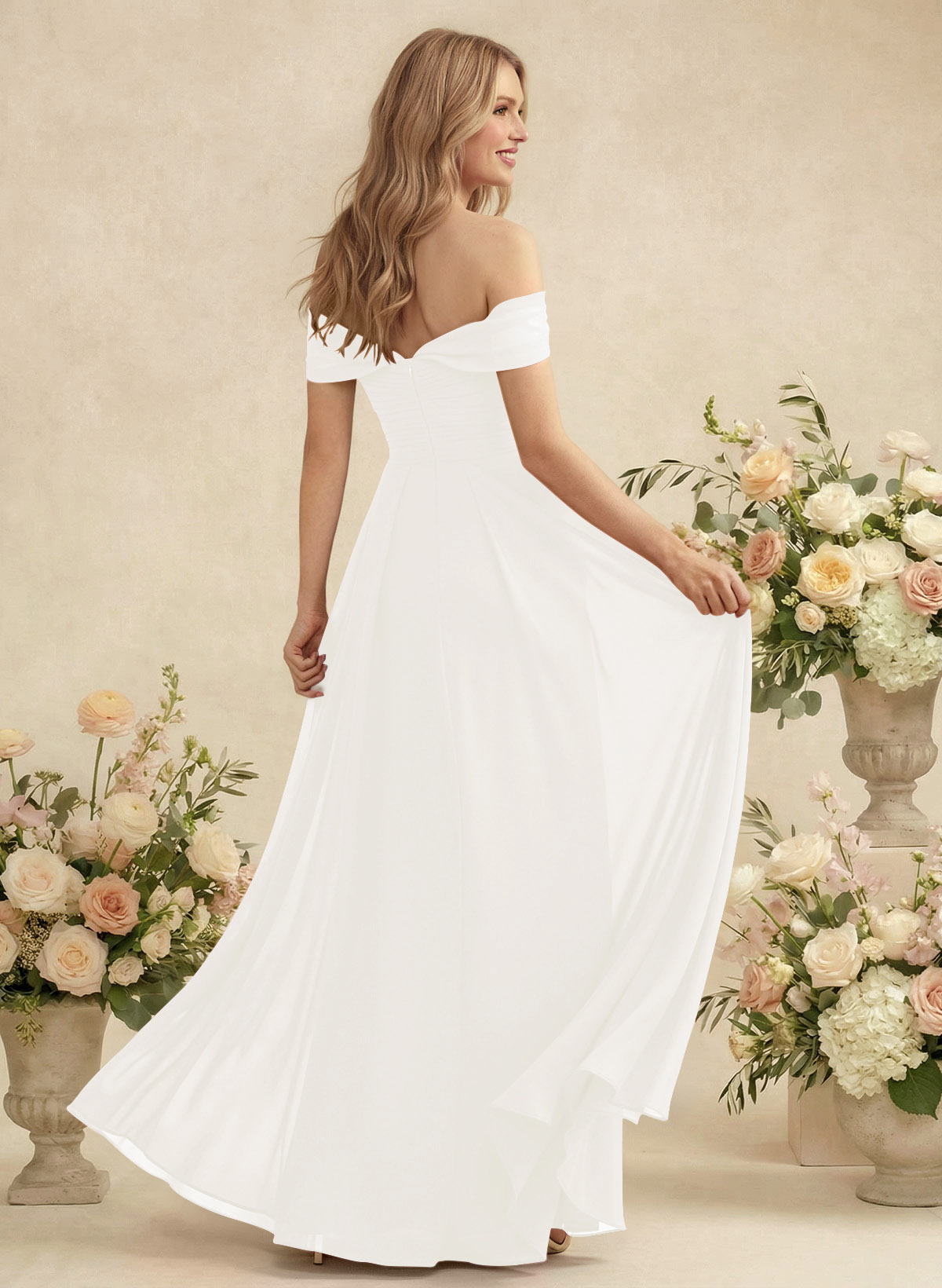 Off-The-Shoulder A-Line Chiffon Bridesmaid Dresses, product image 164