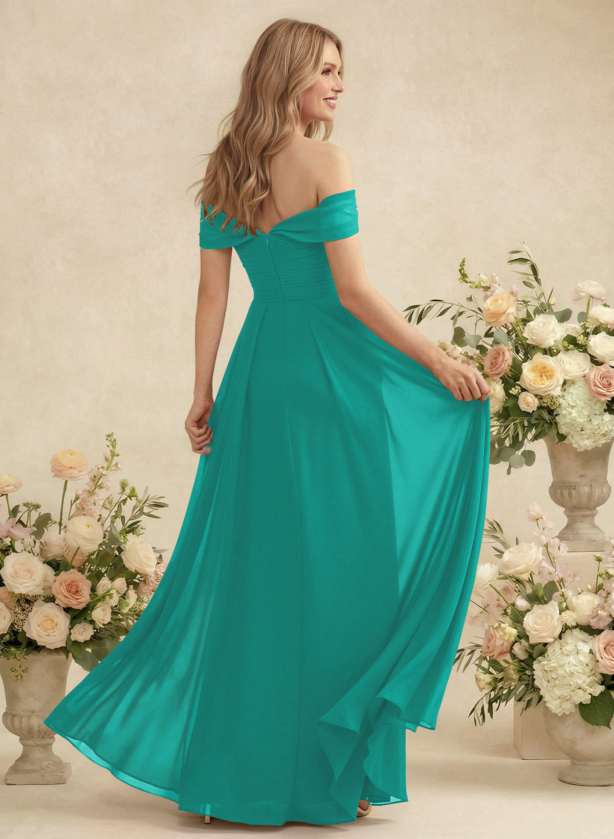 Off-The-Shoulder A-Line Chiffon Bridesmaid Dresses, product image 128