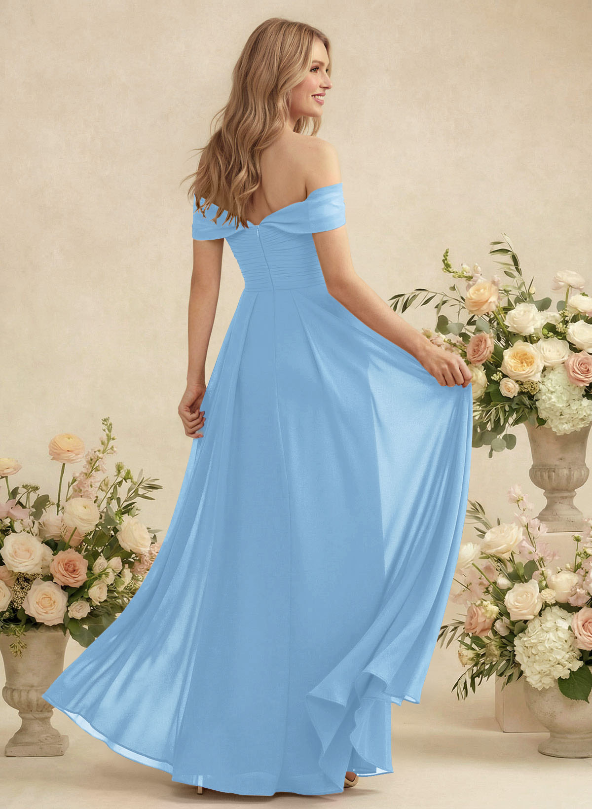 Off-The-Shoulder A-Line Chiffon Bridesmaid Dresses, product image 32
