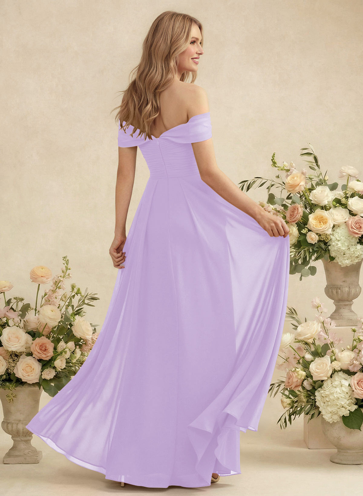 Off-The-Shoulder A-Line Chiffon Bridesmaid Dresses, product image 92