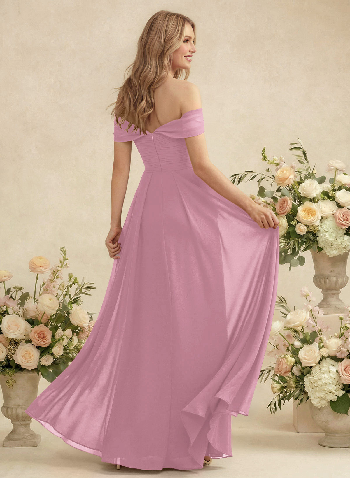 Off-The-Shoulder A-Line Chiffon Bridesmaid Dresses, product image 89