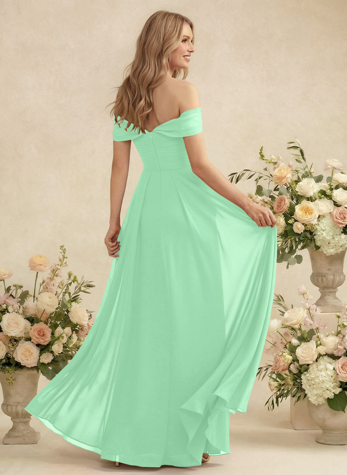 Off-The-Shoulder A-Line Chiffon Bridesmaid Dresses, product image 137