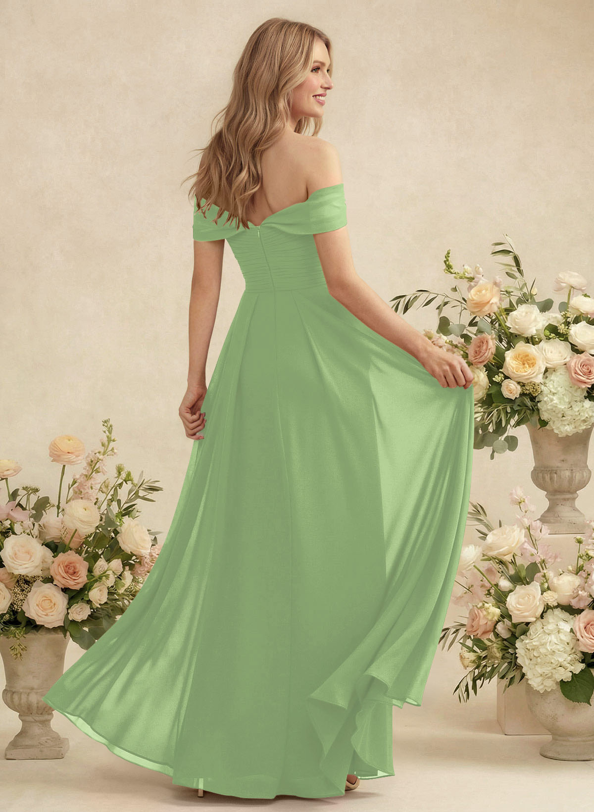Off-The-Shoulder A-Line Chiffon Bridesmaid Dresses, product image 197