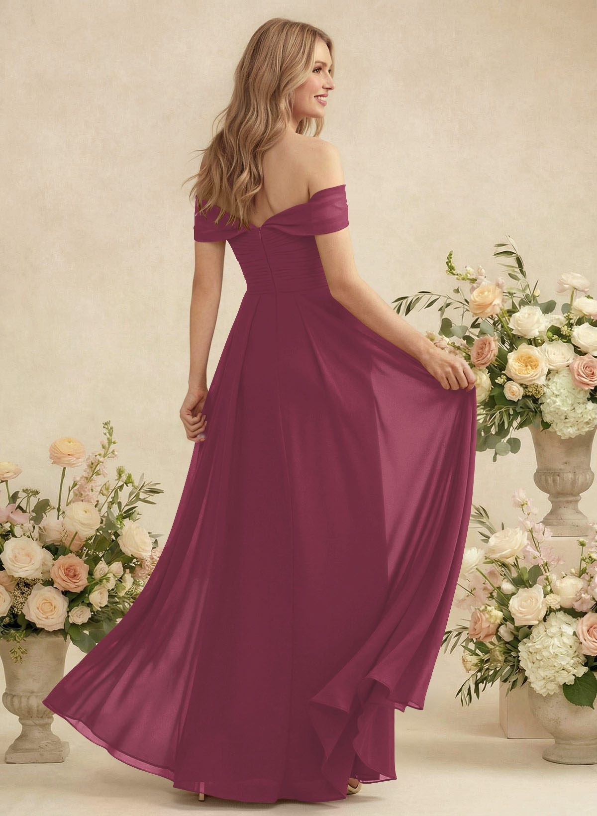 Off-The-Shoulder A-Line Chiffon Bridesmaid Dresses, product image 47