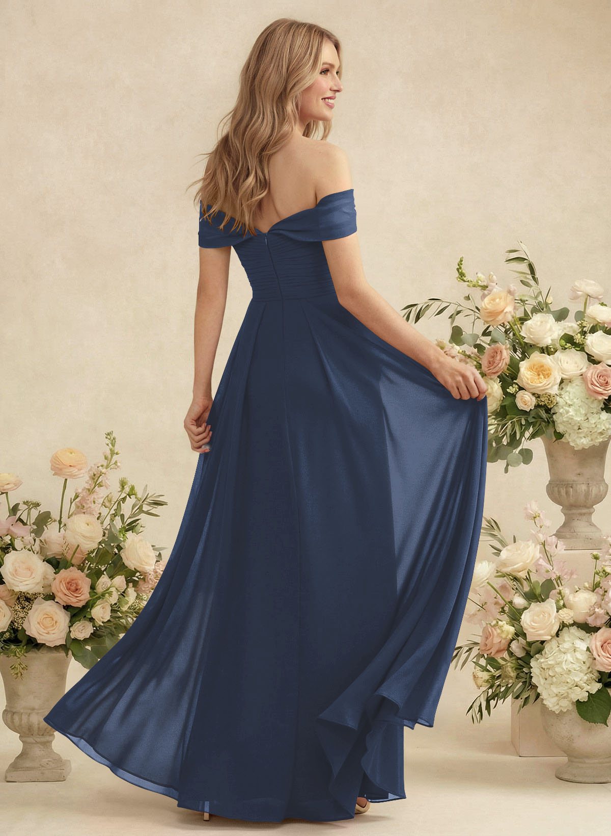 Off-The-Shoulder A-Line Chiffon Bridesmaid Dresses, product image 8