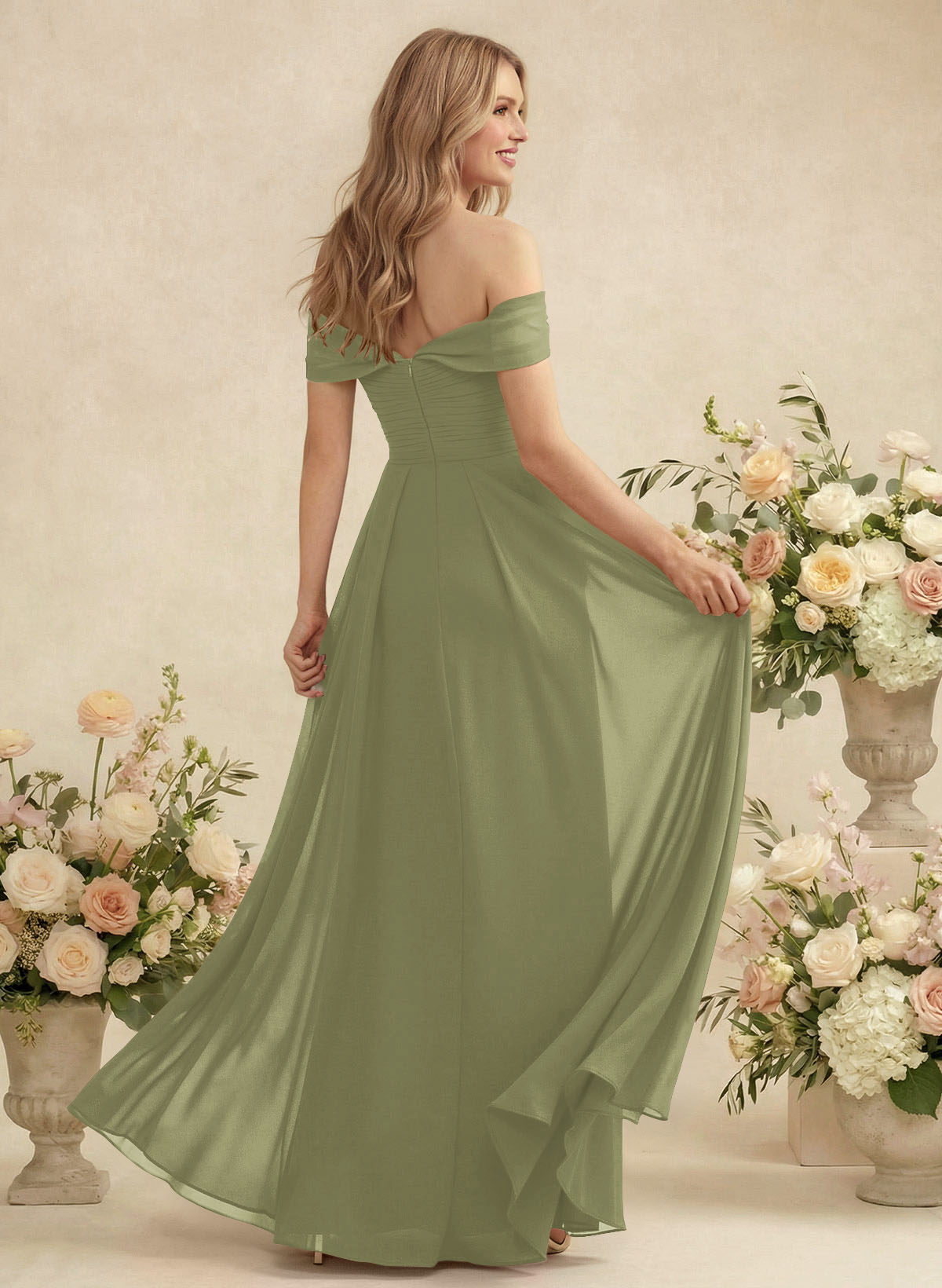 Off-The-Shoulder A-Line Chiffon Bridesmaid Dresses, product image 179