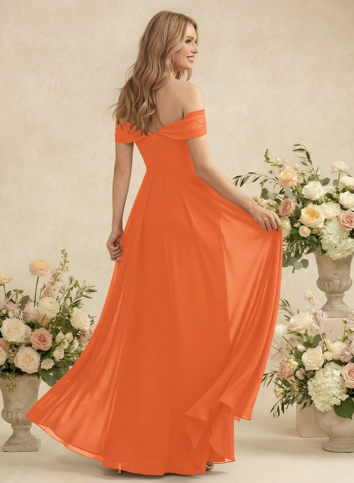 Off-The-Shoulder A-Line Chiffon Bridesmaid Dresses, product image 155