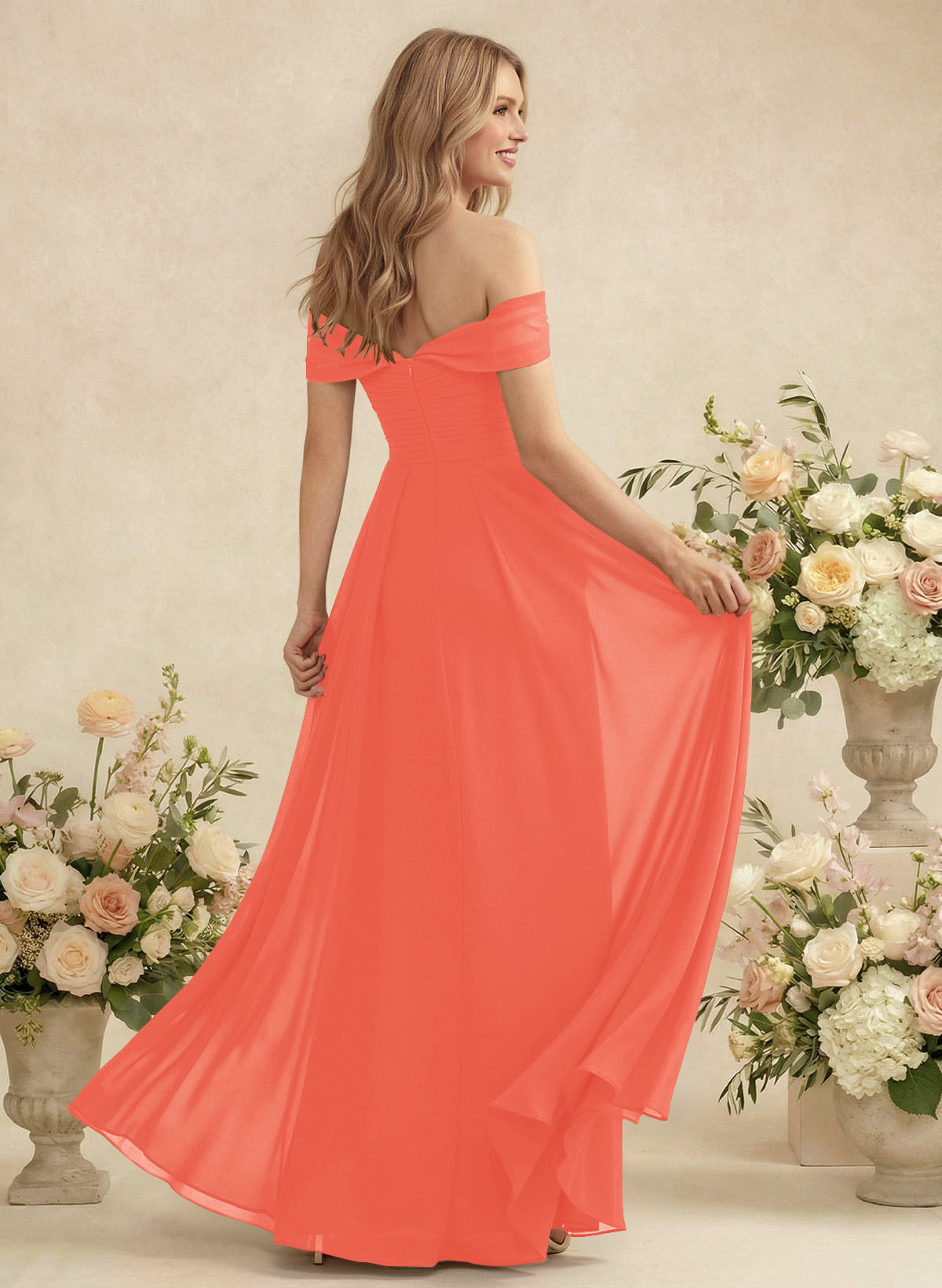 Off-The-Shoulder A-Line Chiffon Bridesmaid Dresses, product image 158