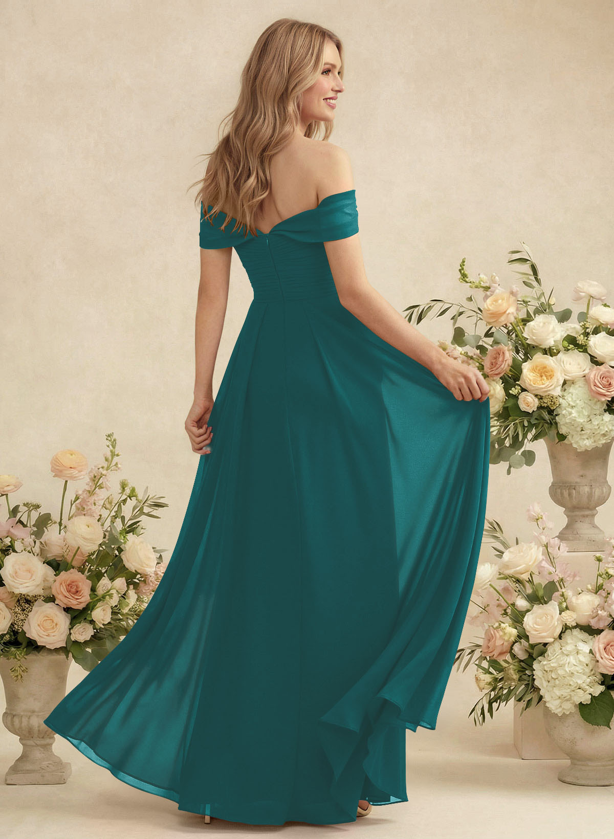 Off-The-Shoulder A-Line Chiffon Bridesmaid Dresses, product image 125