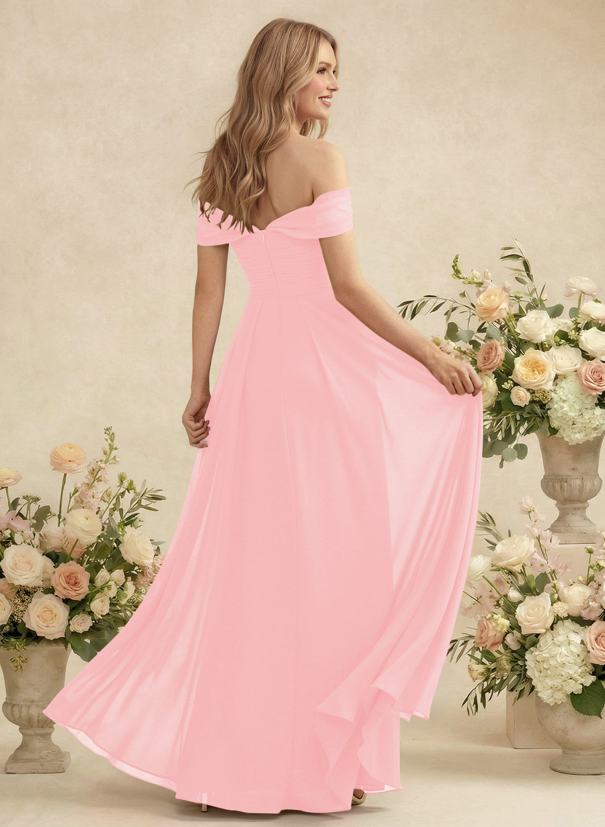 Off-The-Shoulder A-Line Chiffon Bridesmaid Dresses, product image 68