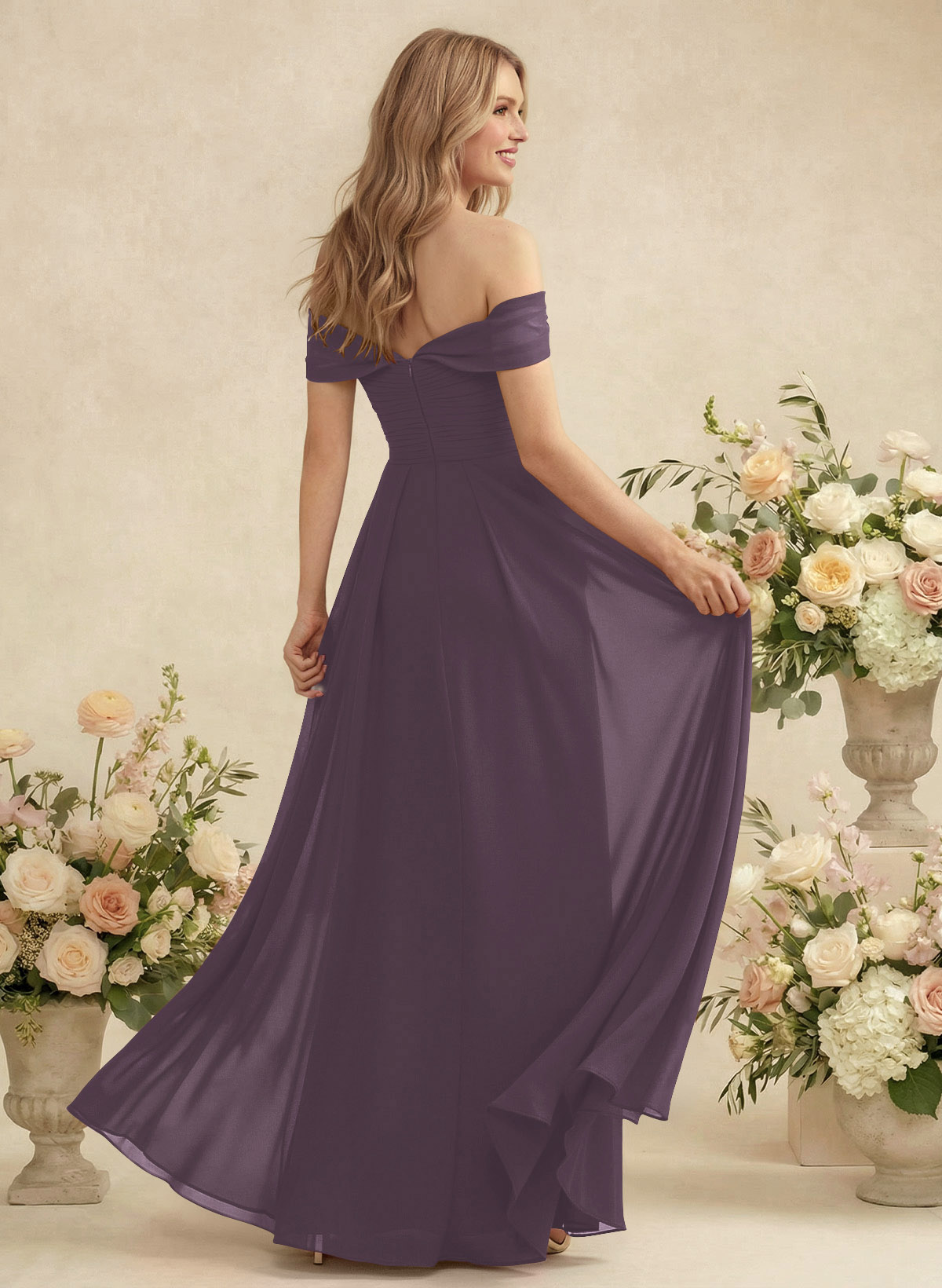 Off-The-Shoulder A-Line Chiffon Bridesmaid Dresses, product image 101