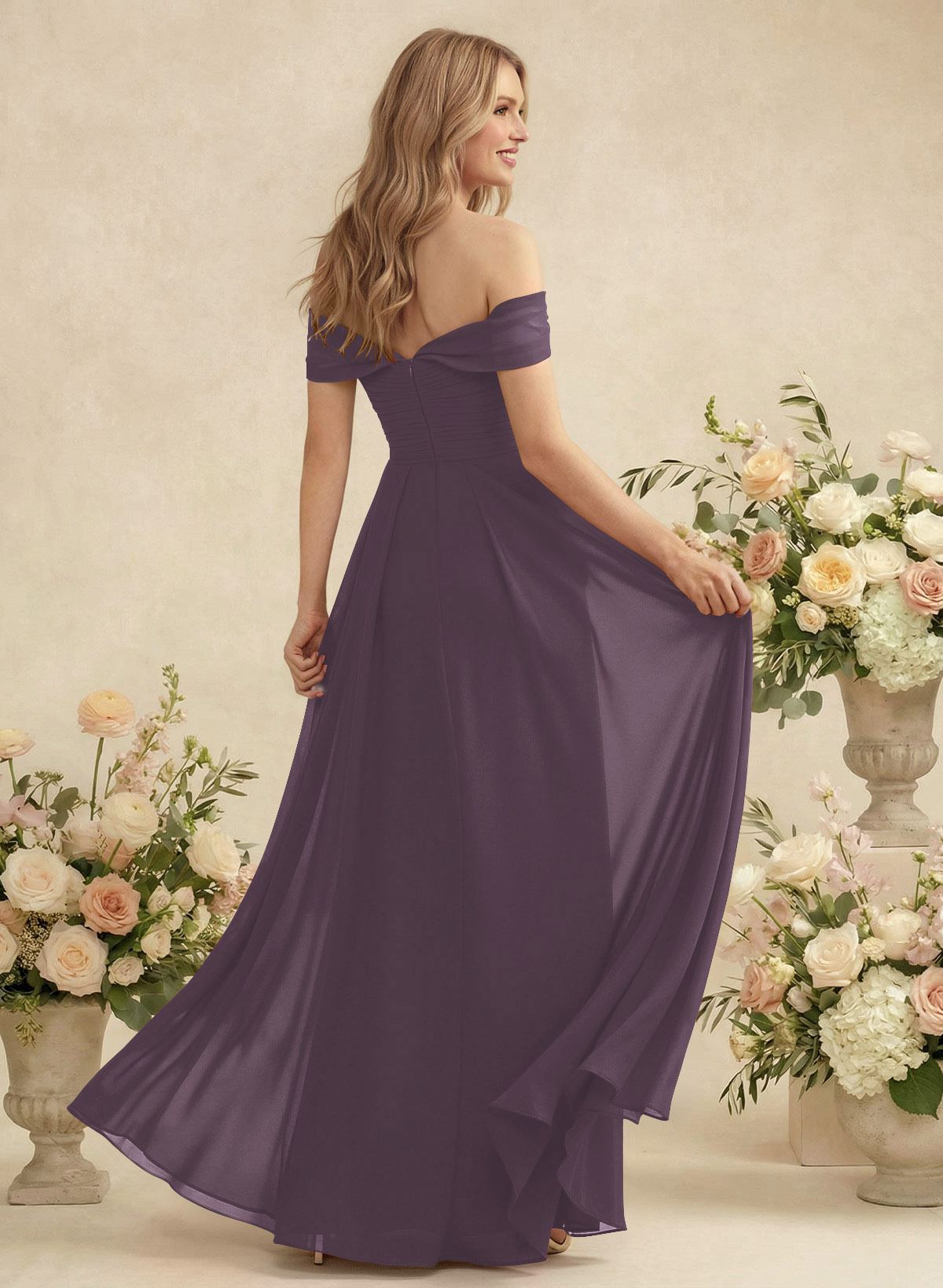 Off-The-Shoulder A-Line Chiffon Bridesmaid Dresses, product image 101