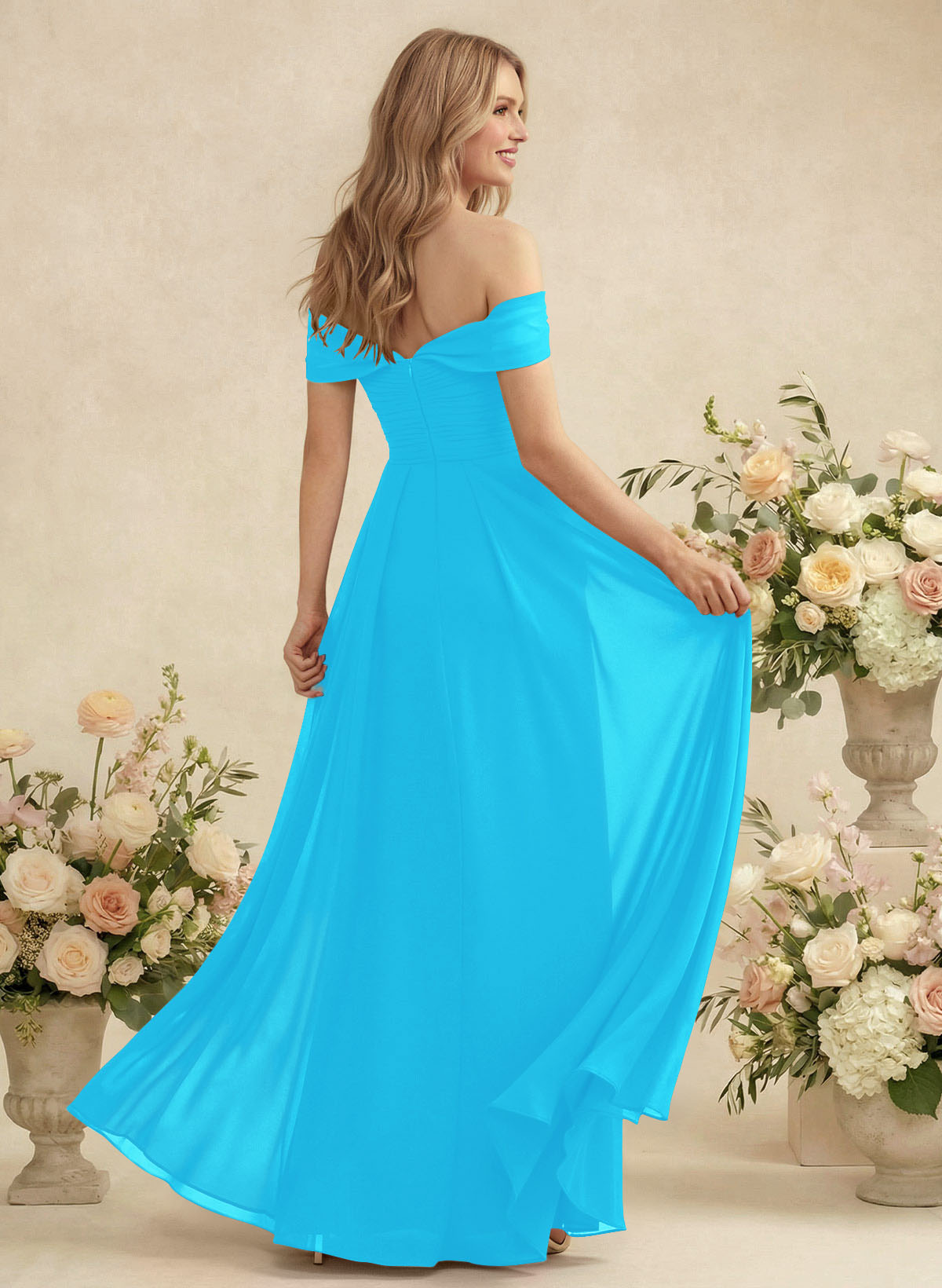 Off-The-Shoulder A-Line Chiffon Bridesmaid Dresses, product image 29