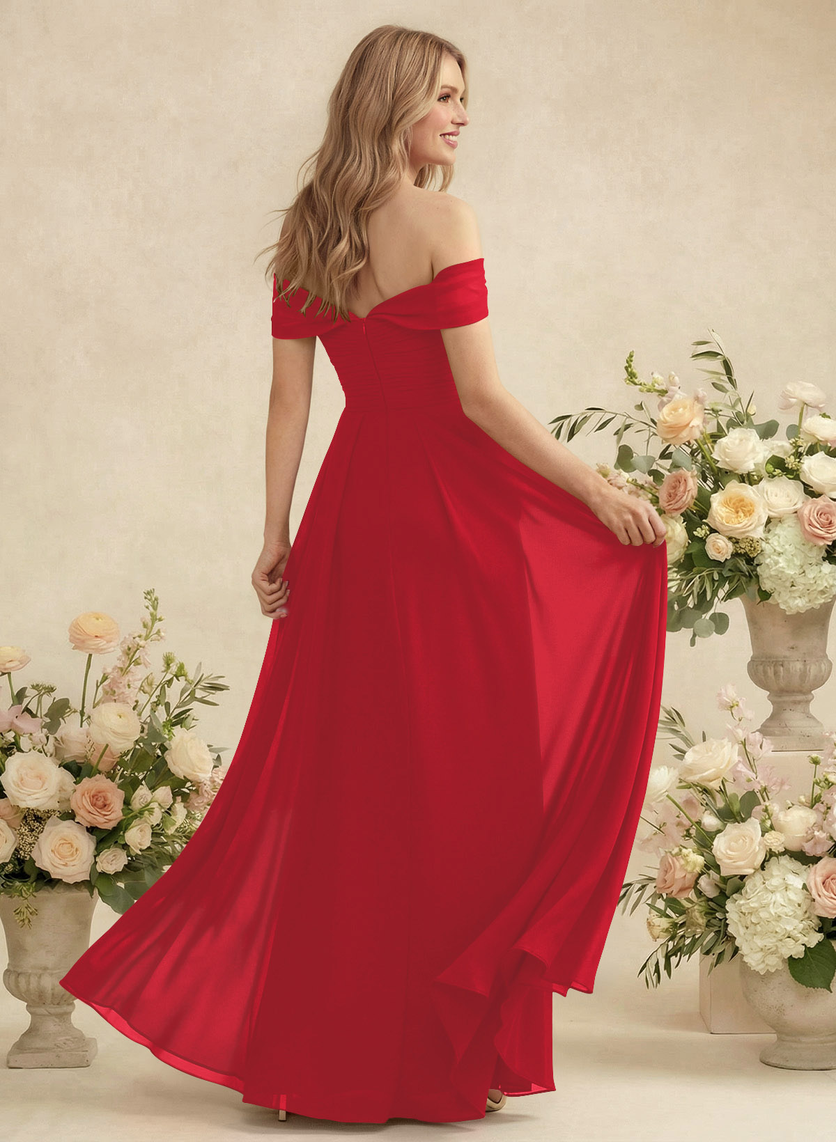 Off-The-Shoulder A-Line Chiffon Bridesmaid Dresses, product image 50