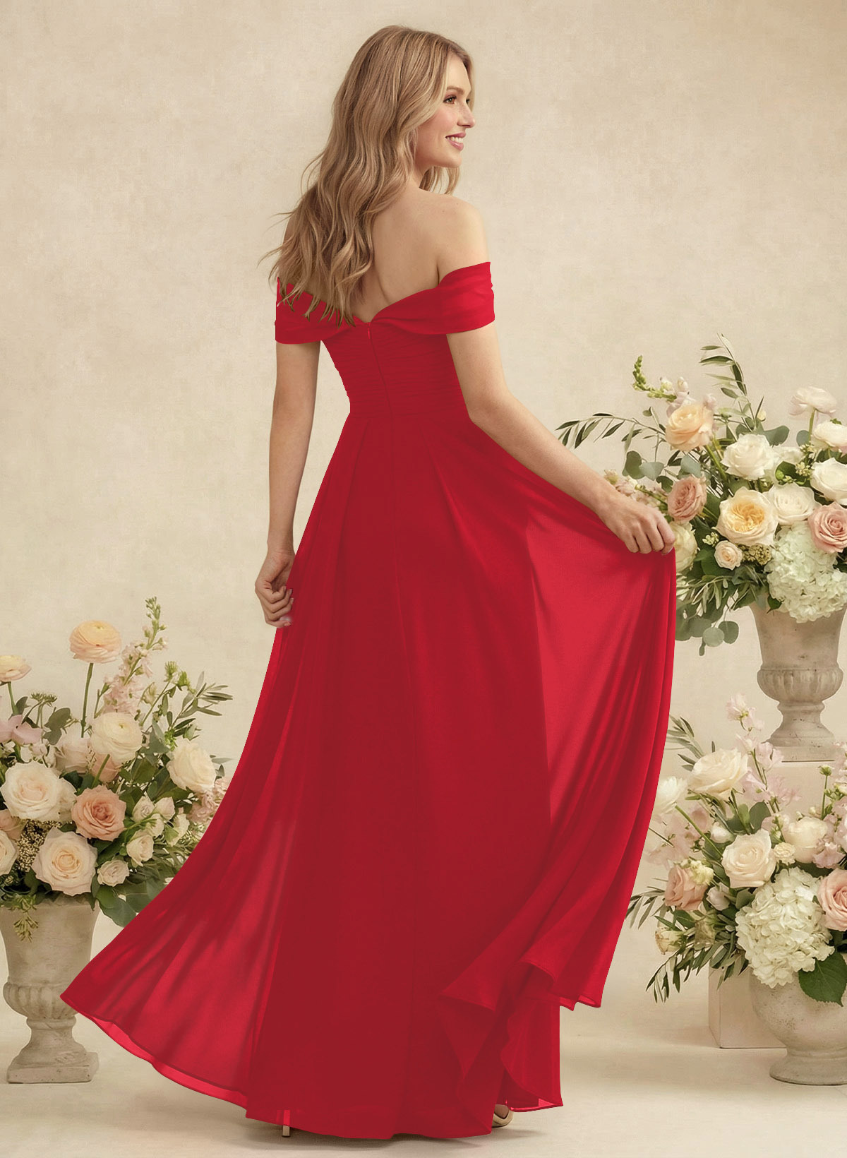 Off-The-Shoulder A-Line Chiffon Bridesmaid Dresses, product image 50