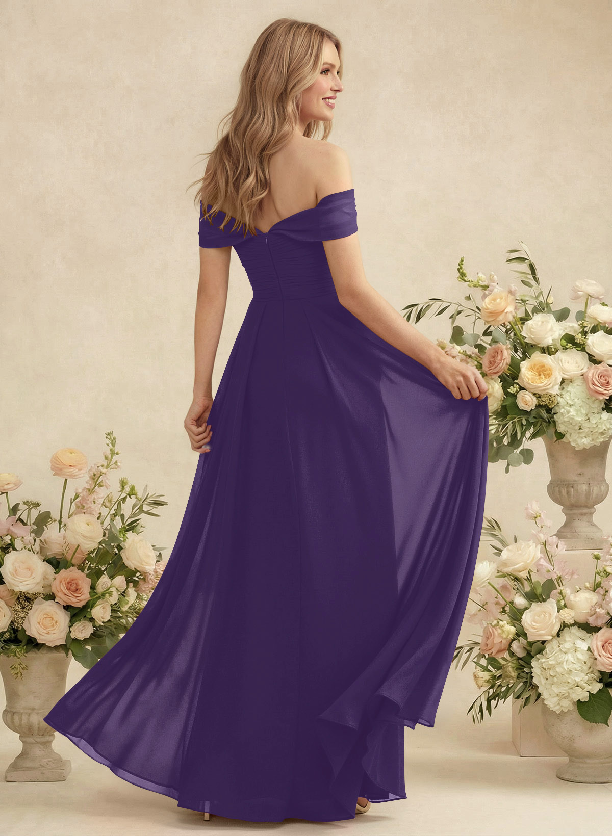 Off-The-Shoulder A-Line Chiffon Bridesmaid Dresses, product image 116