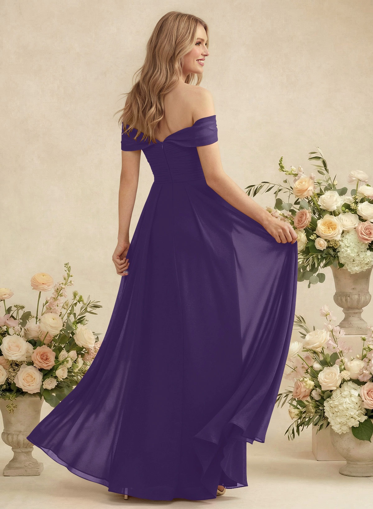 Off-The-Shoulder A-Line Chiffon Bridesmaid Dresses, product image 116