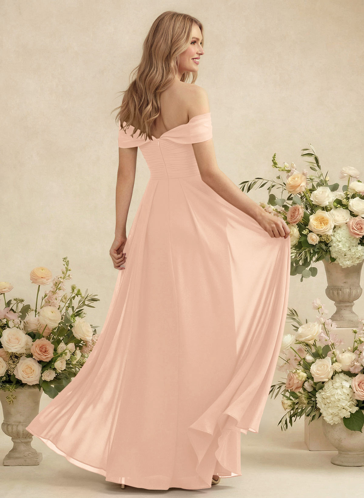 Off-The-Shoulder A-Line Chiffon Bridesmaid Dresses, product image 188
