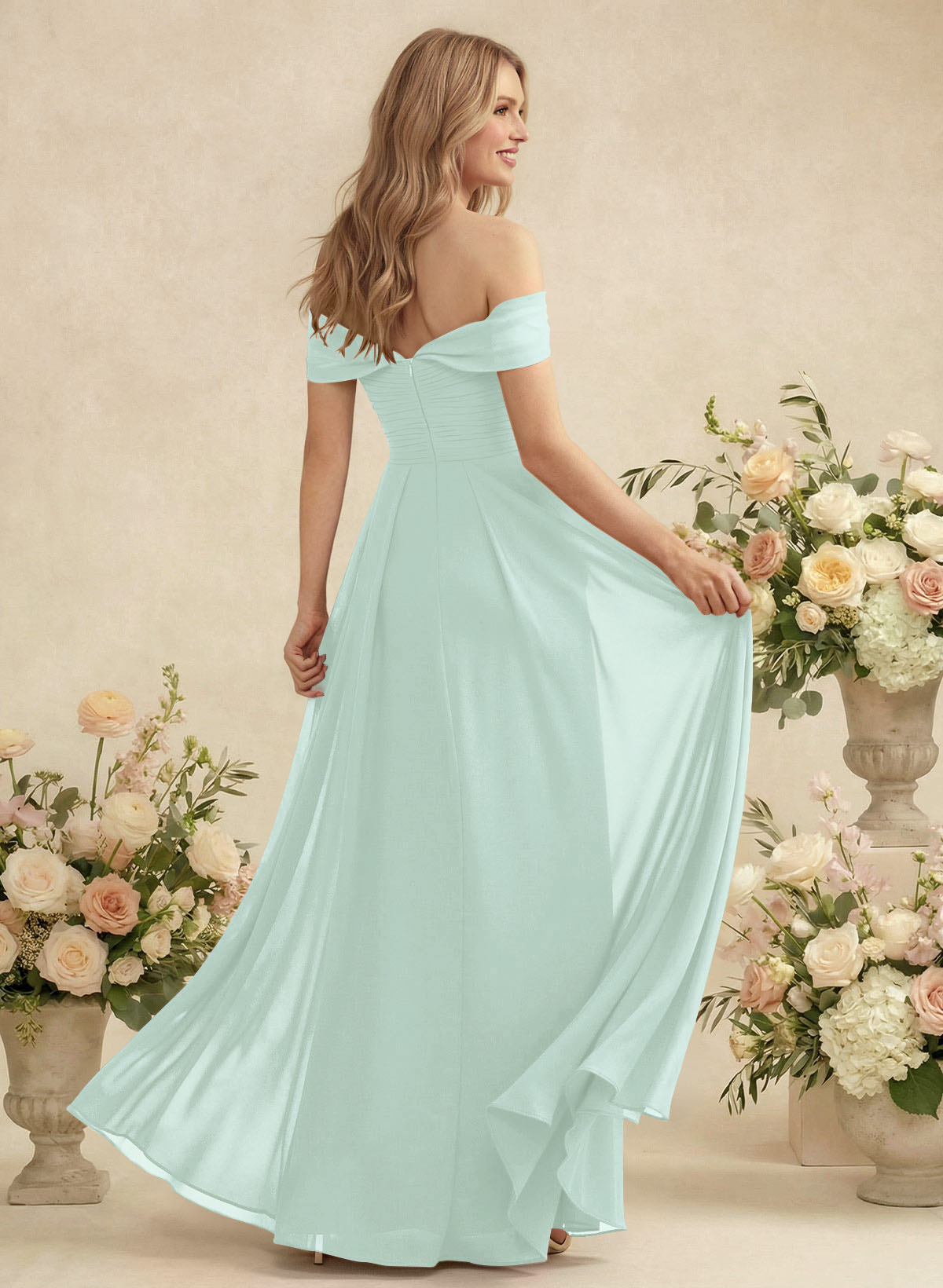 Off-The-Shoulder A-Line Chiffon Bridesmaid Dresses, product image 134