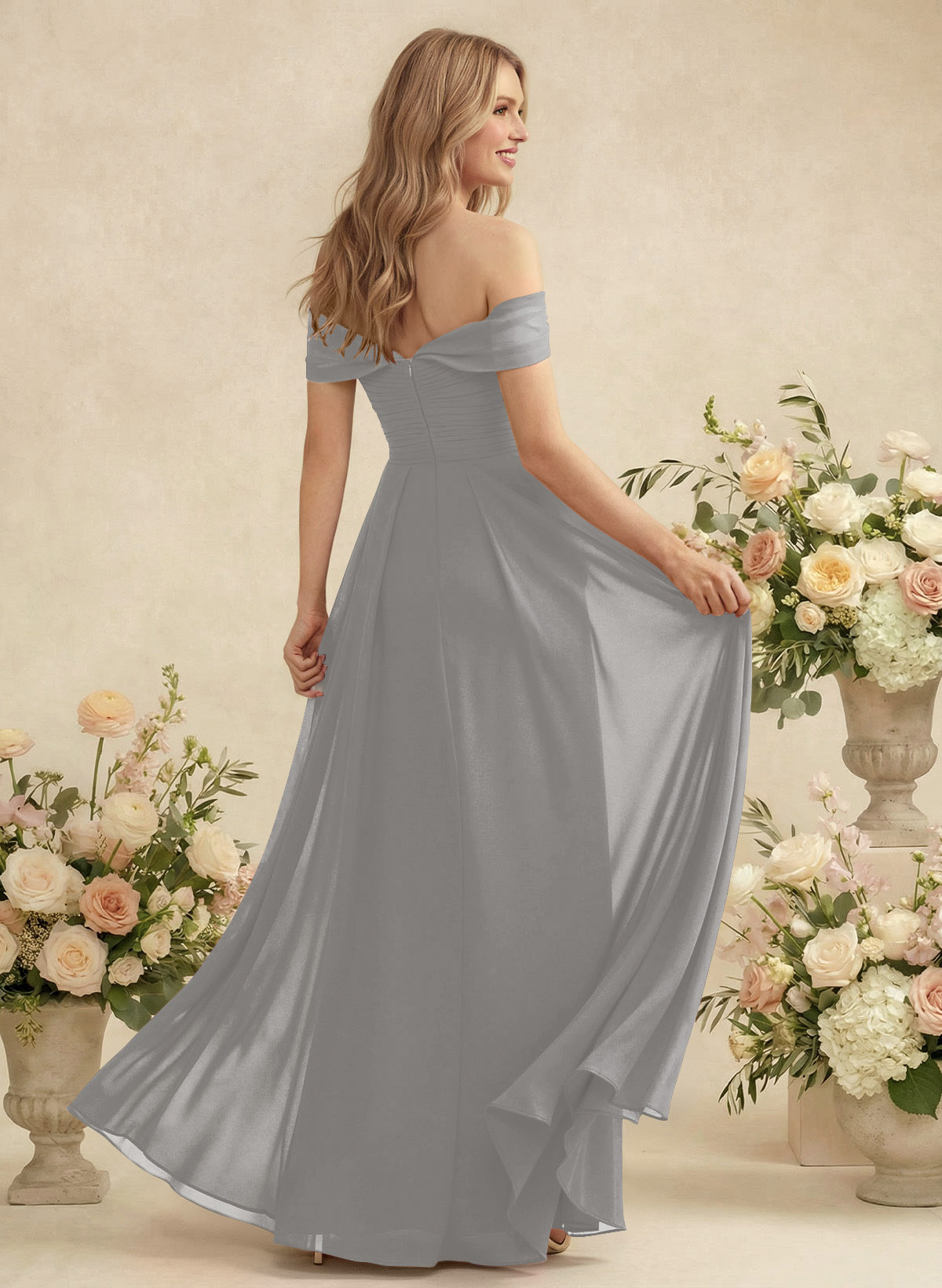 Off-The-Shoulder A-Line Chiffon Bridesmaid Dresses, product image 170