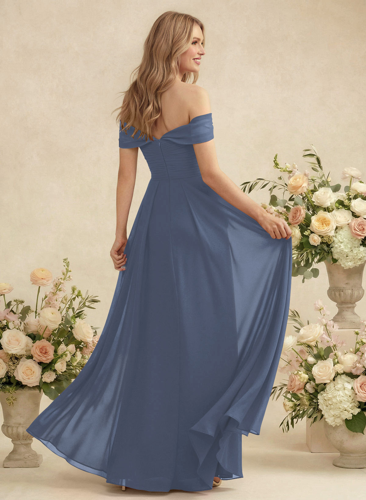 Off-The-Shoulder A-Line Chiffon Bridesmaid Dresses, product image 14