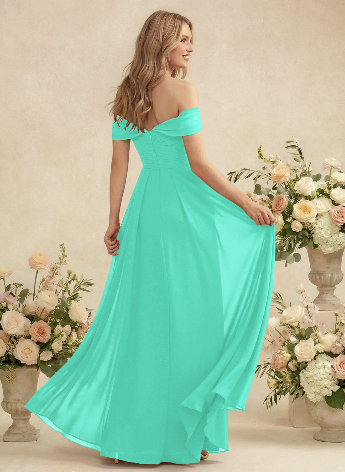 Off-The-Shoulder A-Line Chiffon Bridesmaid Dresses, product image 140