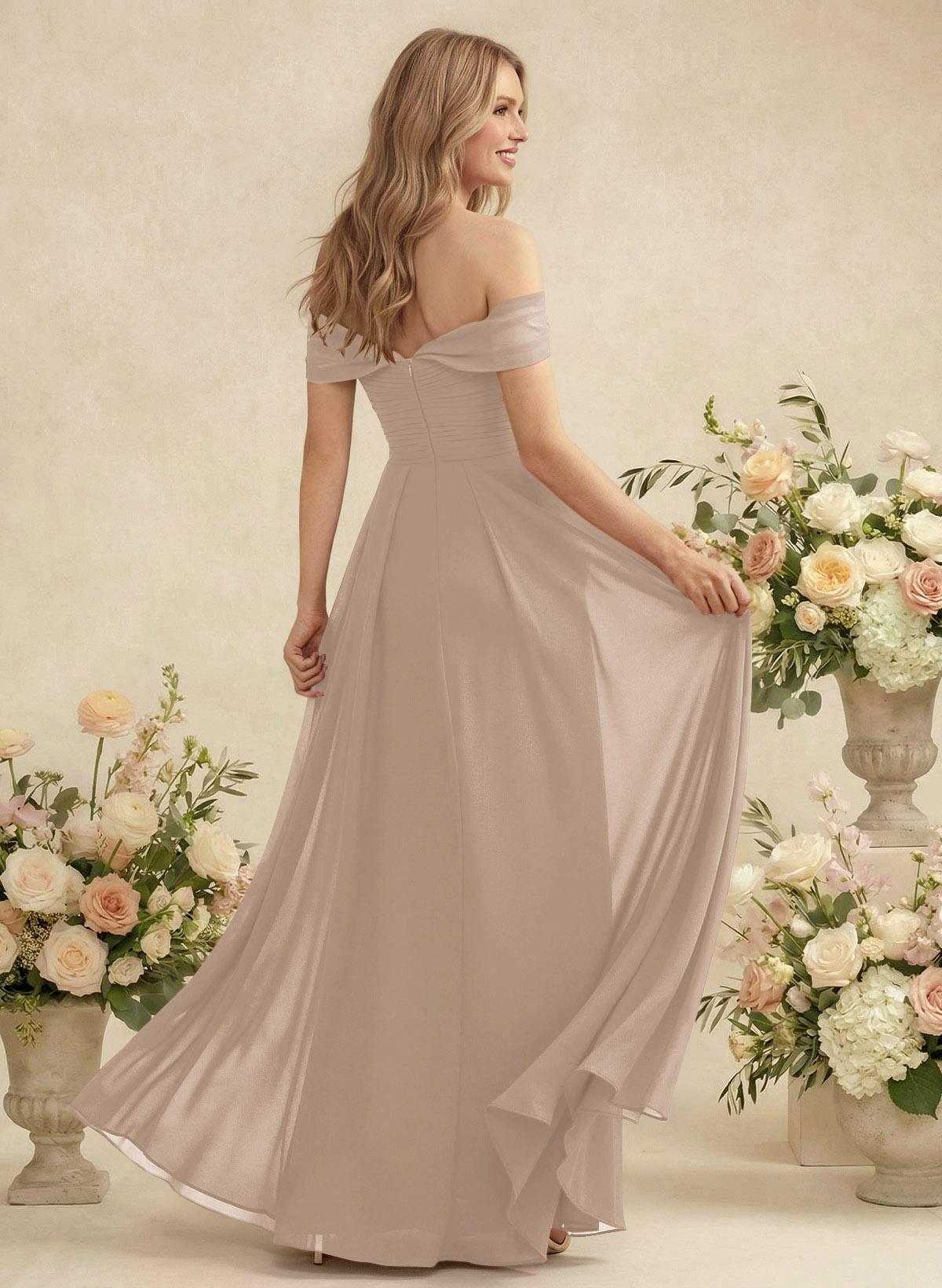 Off-The-Shoulder A-Line Chiffon Bridesmaid Dresses, product image 146