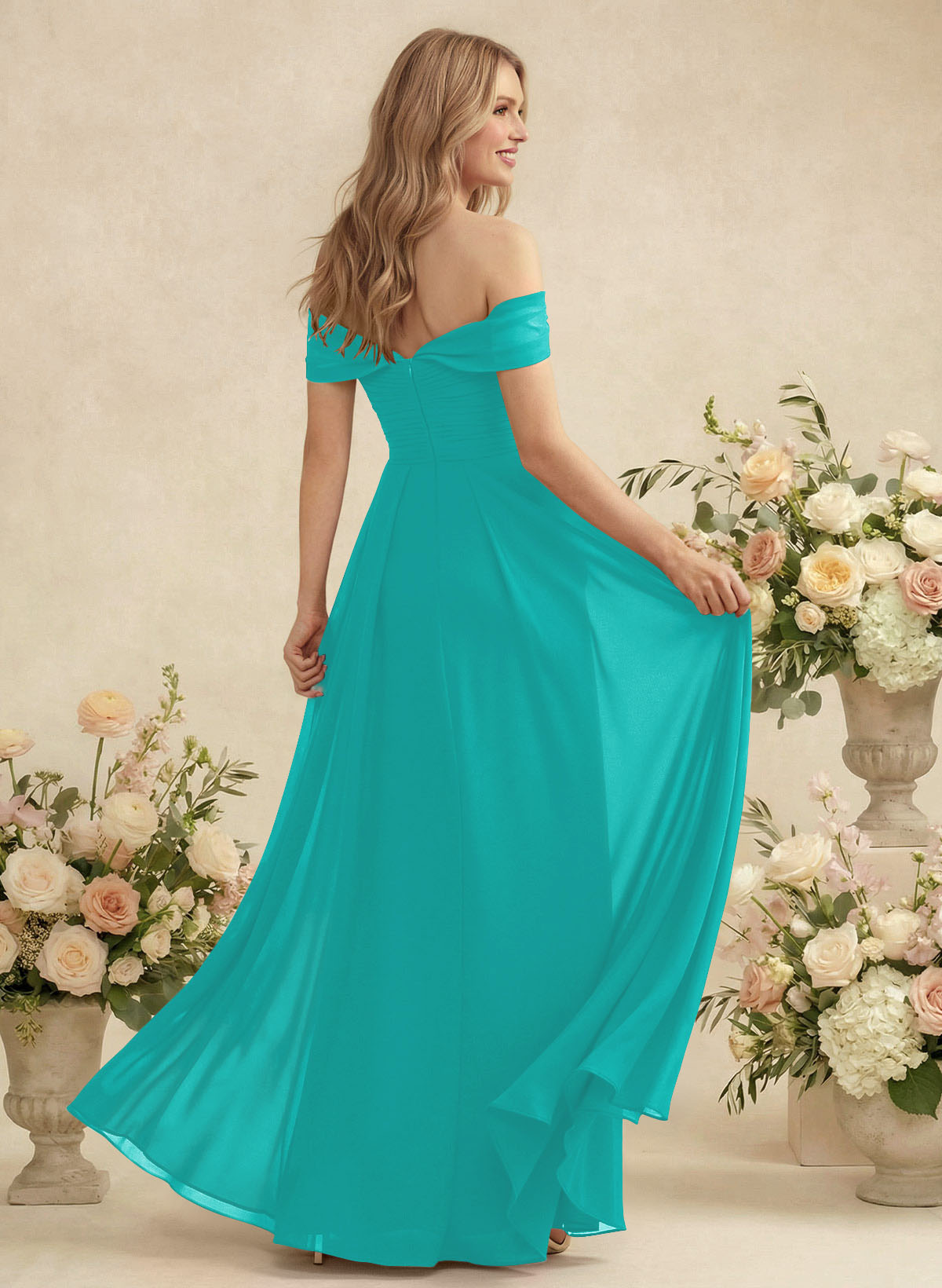 Off-The-Shoulder A-Line Chiffon Bridesmaid Dresses, product image 203